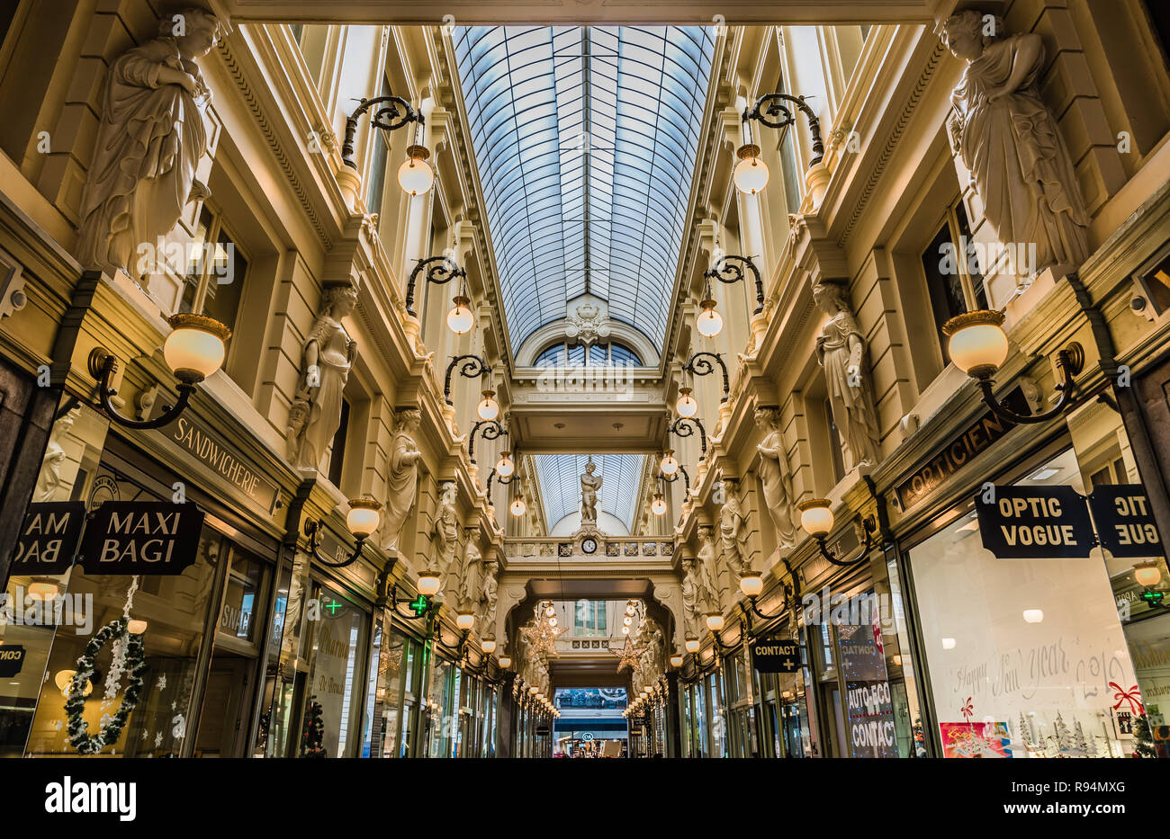 The decorated Passage du Nord 'North Gallery' in Brussels old town, Belgium Stock Photo