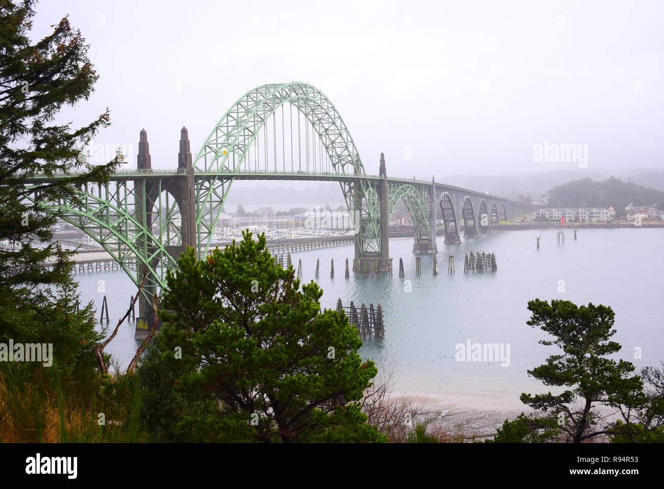 Yaquina Bay Bridge Downtown Newport Oregon Picture