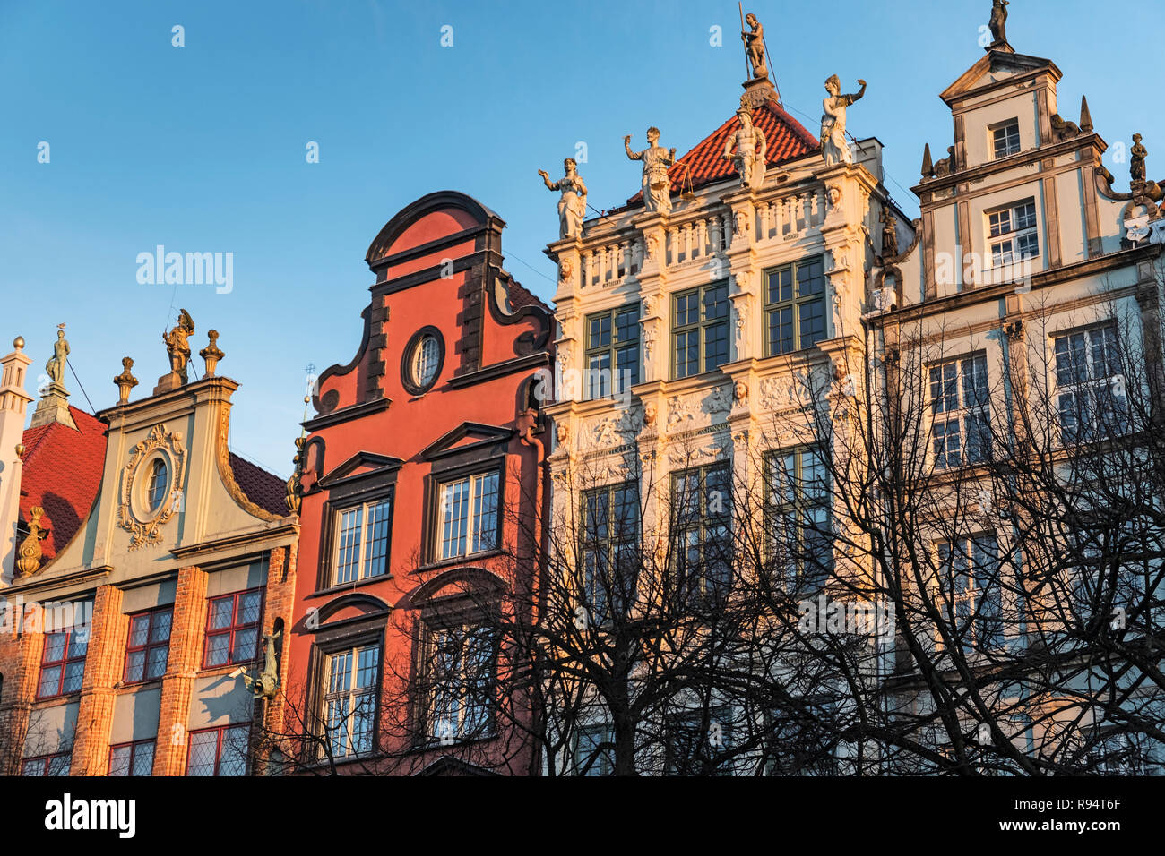 Dlugi Targ Long Market street and Golden House Gdańsk Poland Stock Photo