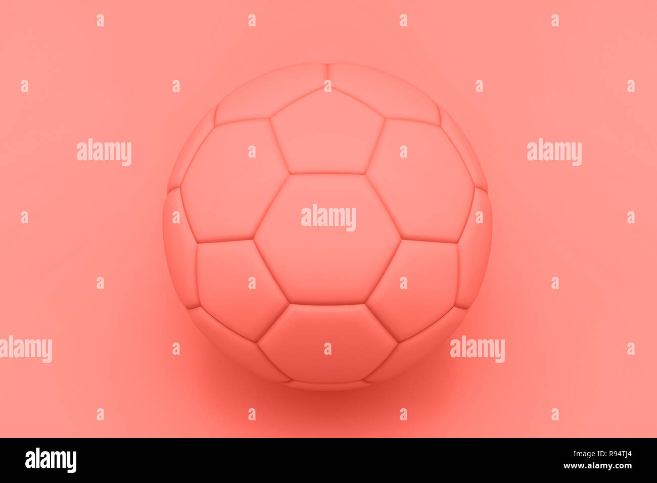 Soccer ball Painted trend living Coral color Stock Photo