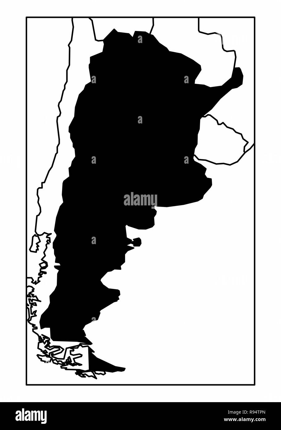 A simplified map of Argentina in the South America Stock Vector