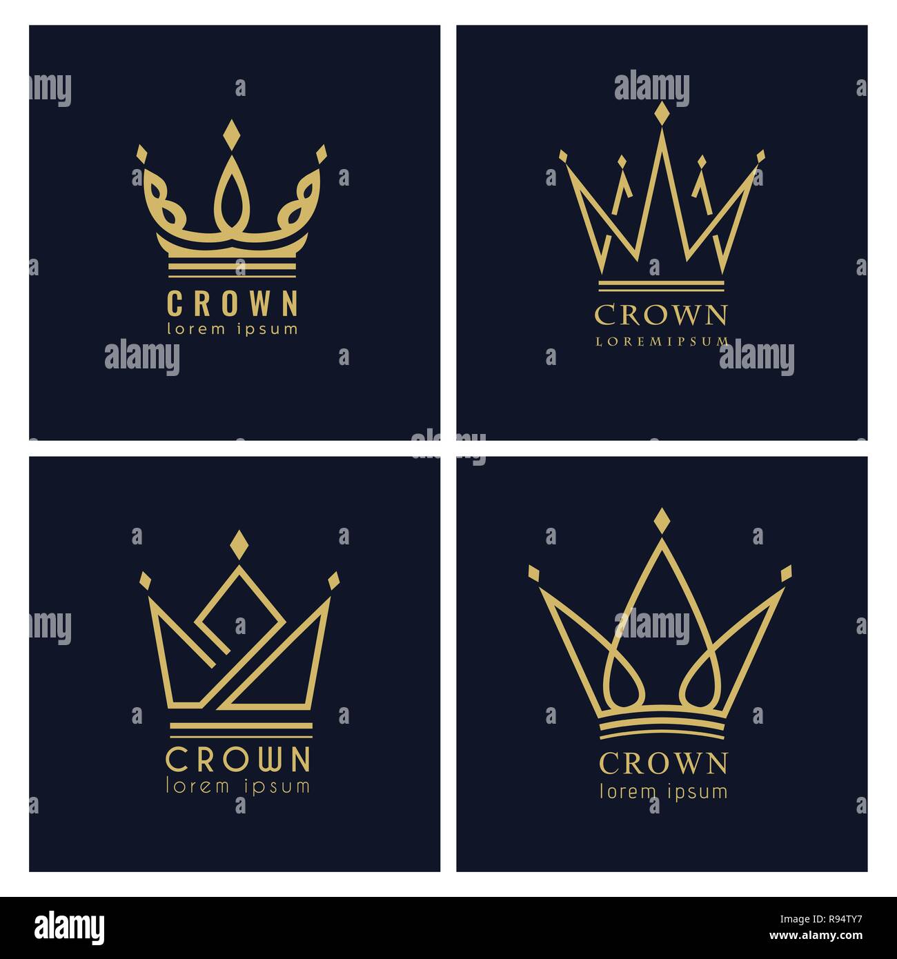 Vintage Crown Logo Royal King Queen abstract Logo design vector template. Vector, illustration, eps 10. Stock Vector