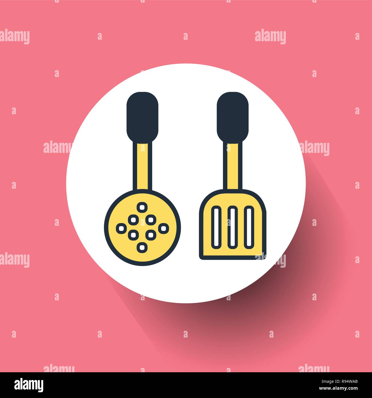 Perforated Spoon and Spatula Icon. Vector, illustration eps10 Stock Vector