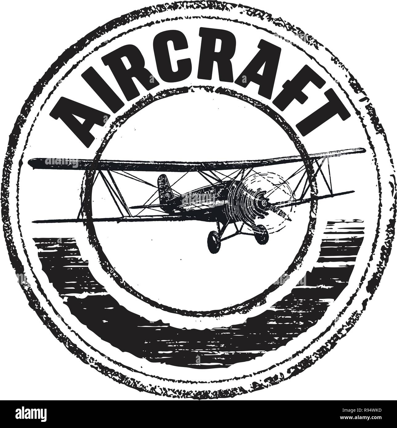 Aircraft stamp, label design Stock Vector