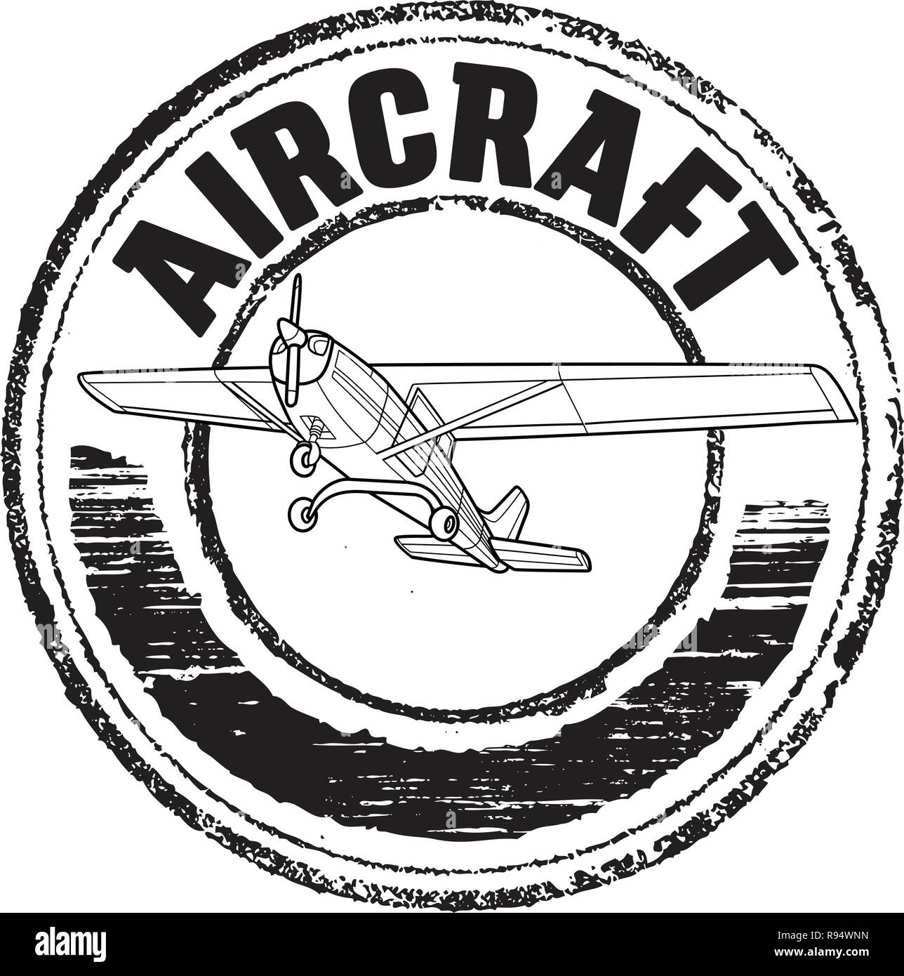 Aircraft stamp, label design Stock Vector