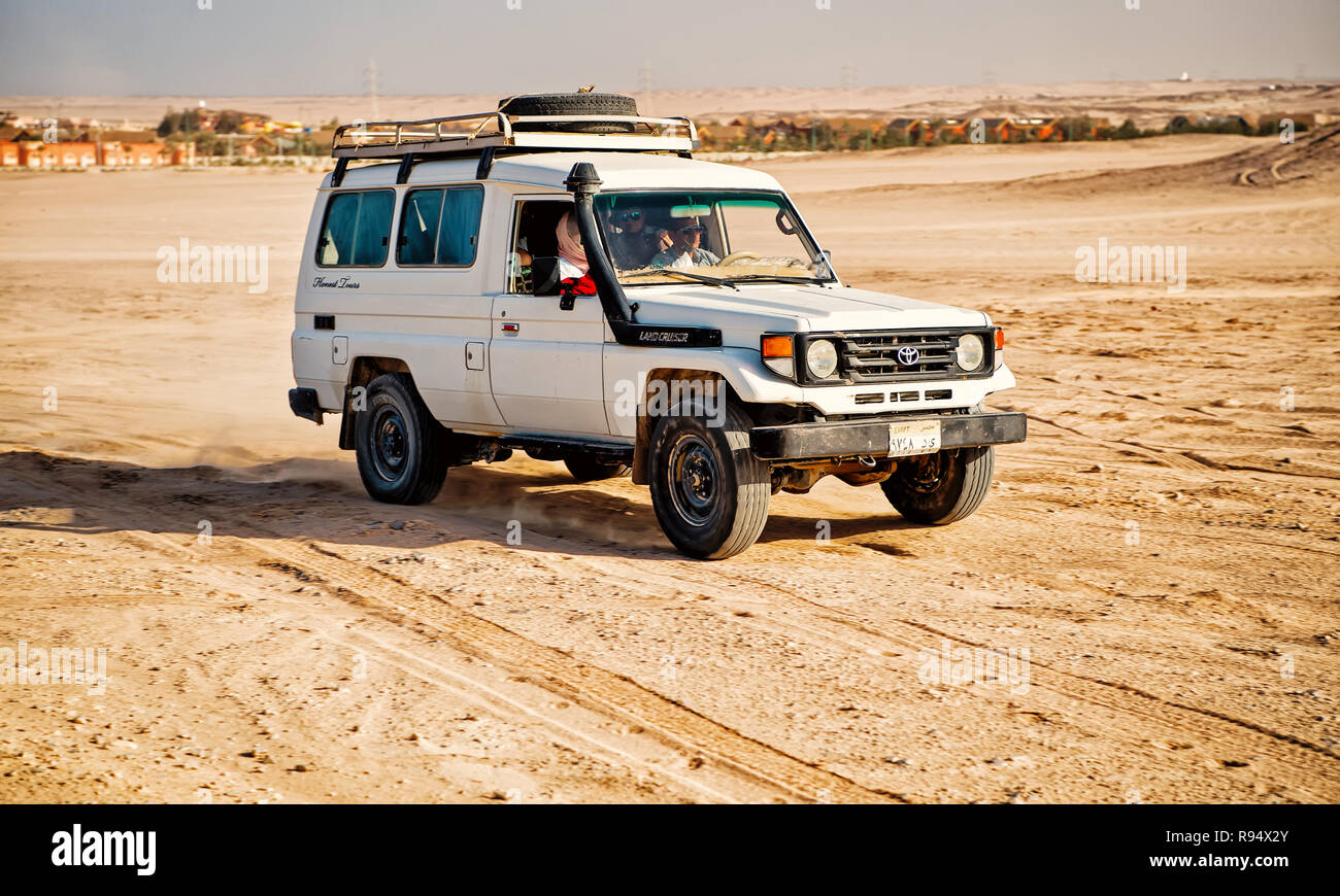 Hurghada, Egypt February 26, 2017 white toyota, land cruiser