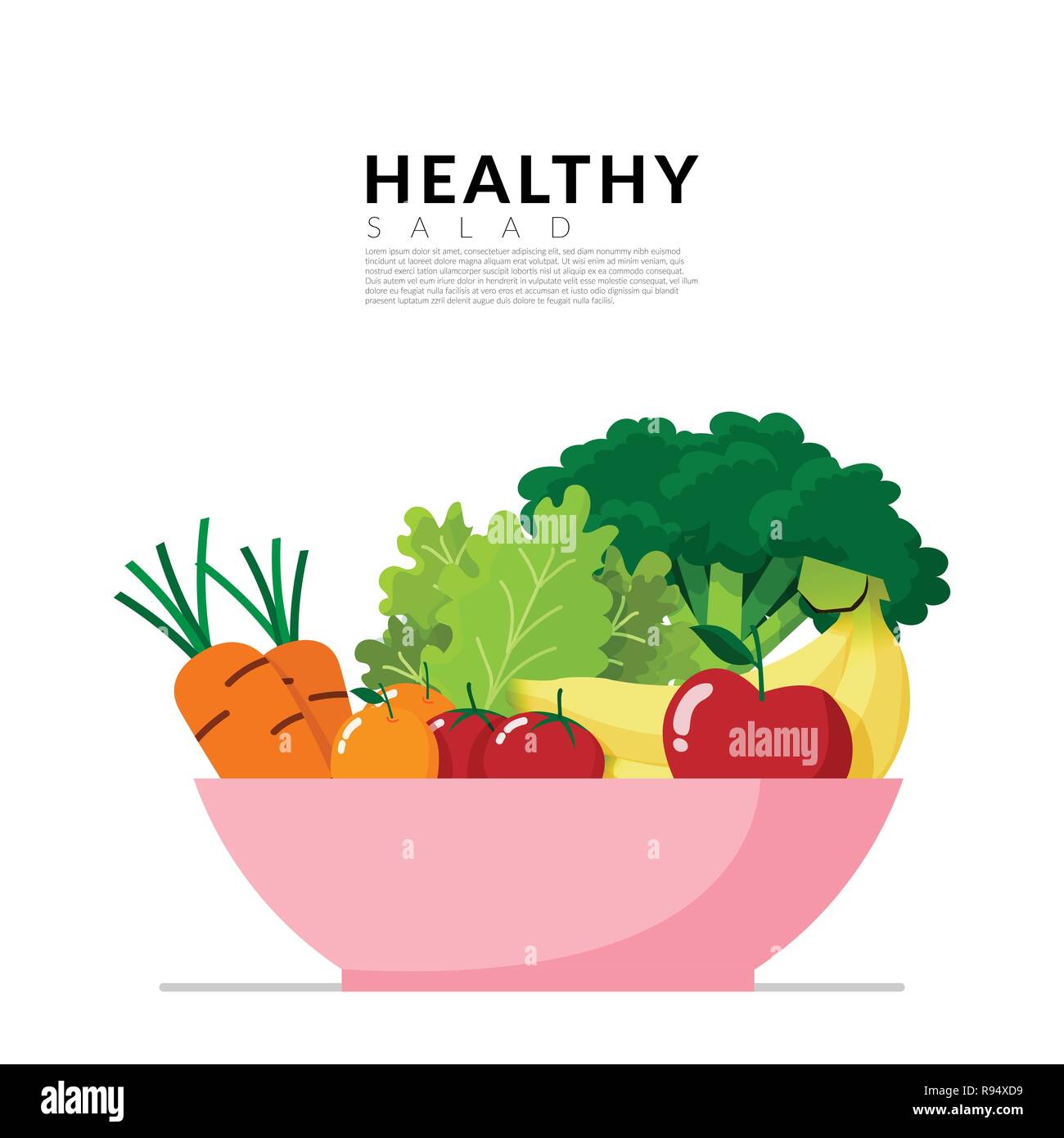 Healthy lifestyle concept. fresh vegetable in colorful blow isolated on white background with copy space. Vector illustration Stock Vector