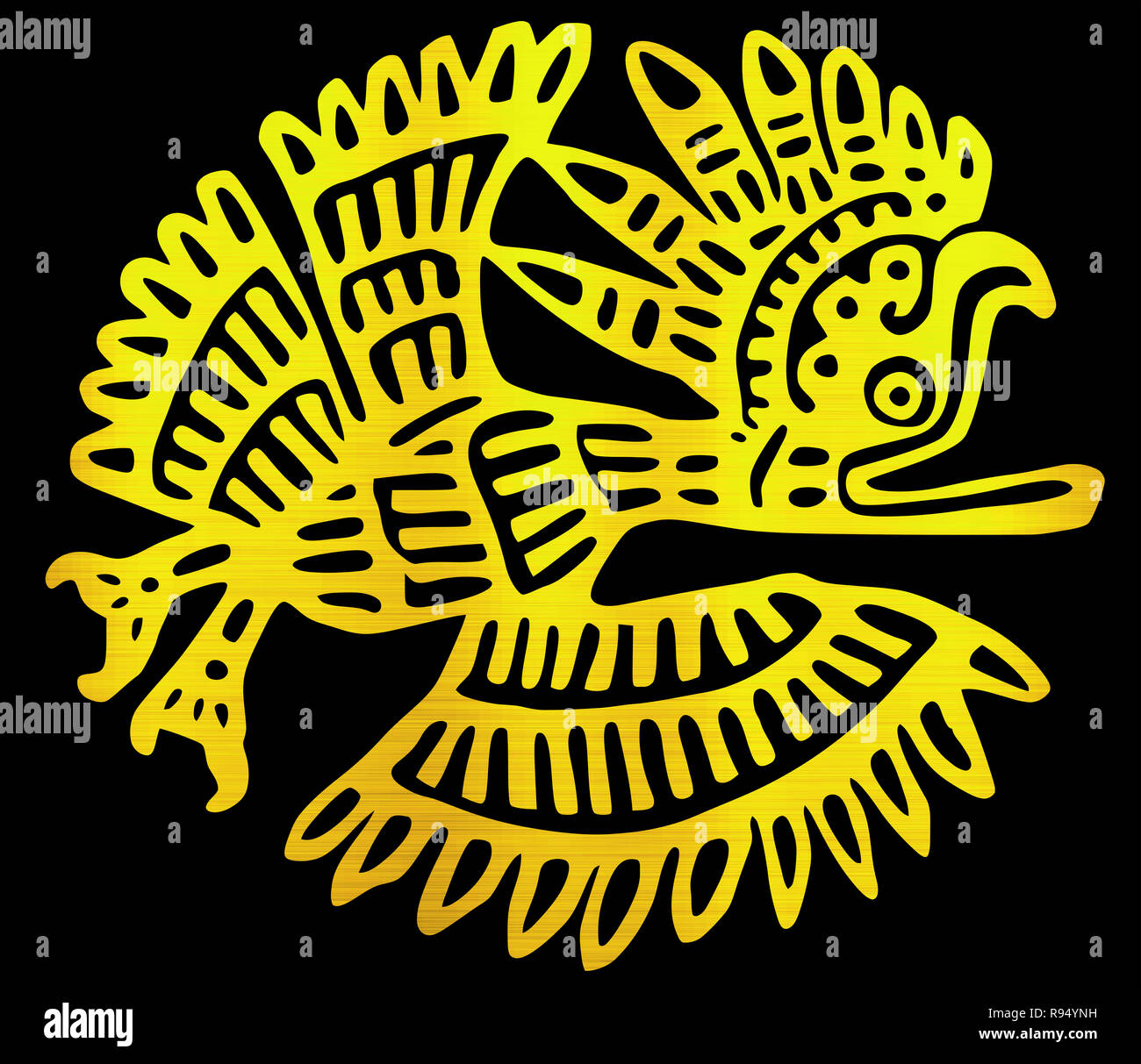 maya civilization  aztec bird animal tribal ancient golden illustration Stock Photo
