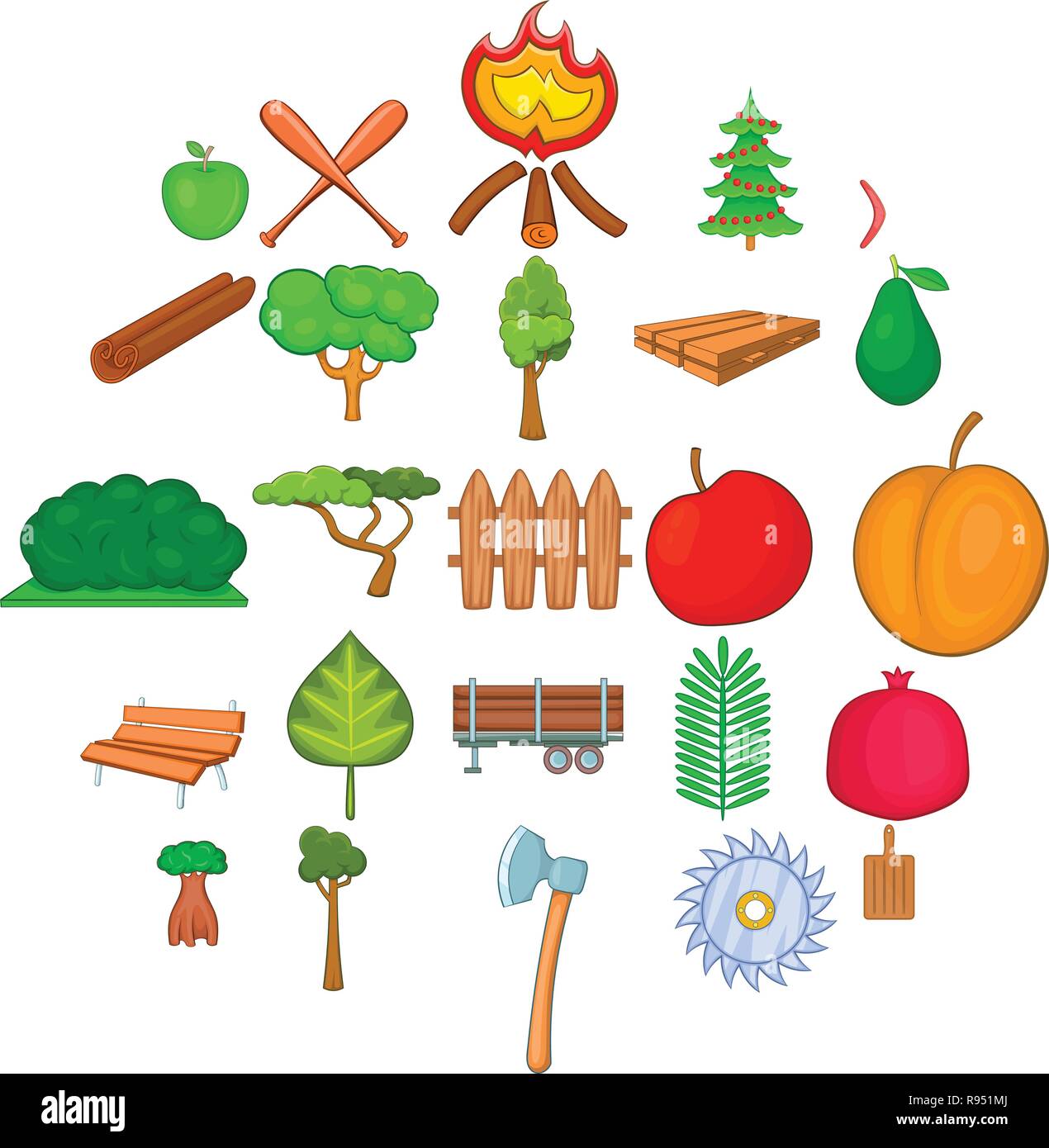Lumber icons set. Cartoon set of 25 lumber vector icons for web ...