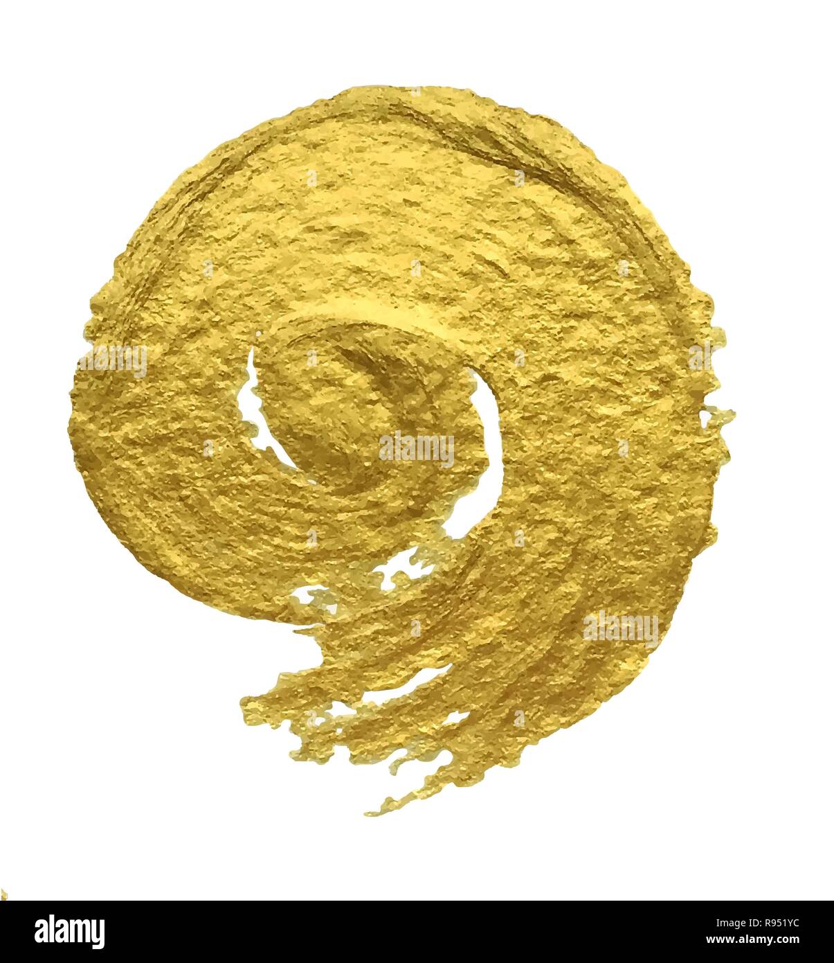 Vector golden paint spiral element, hand drawn decoration element of