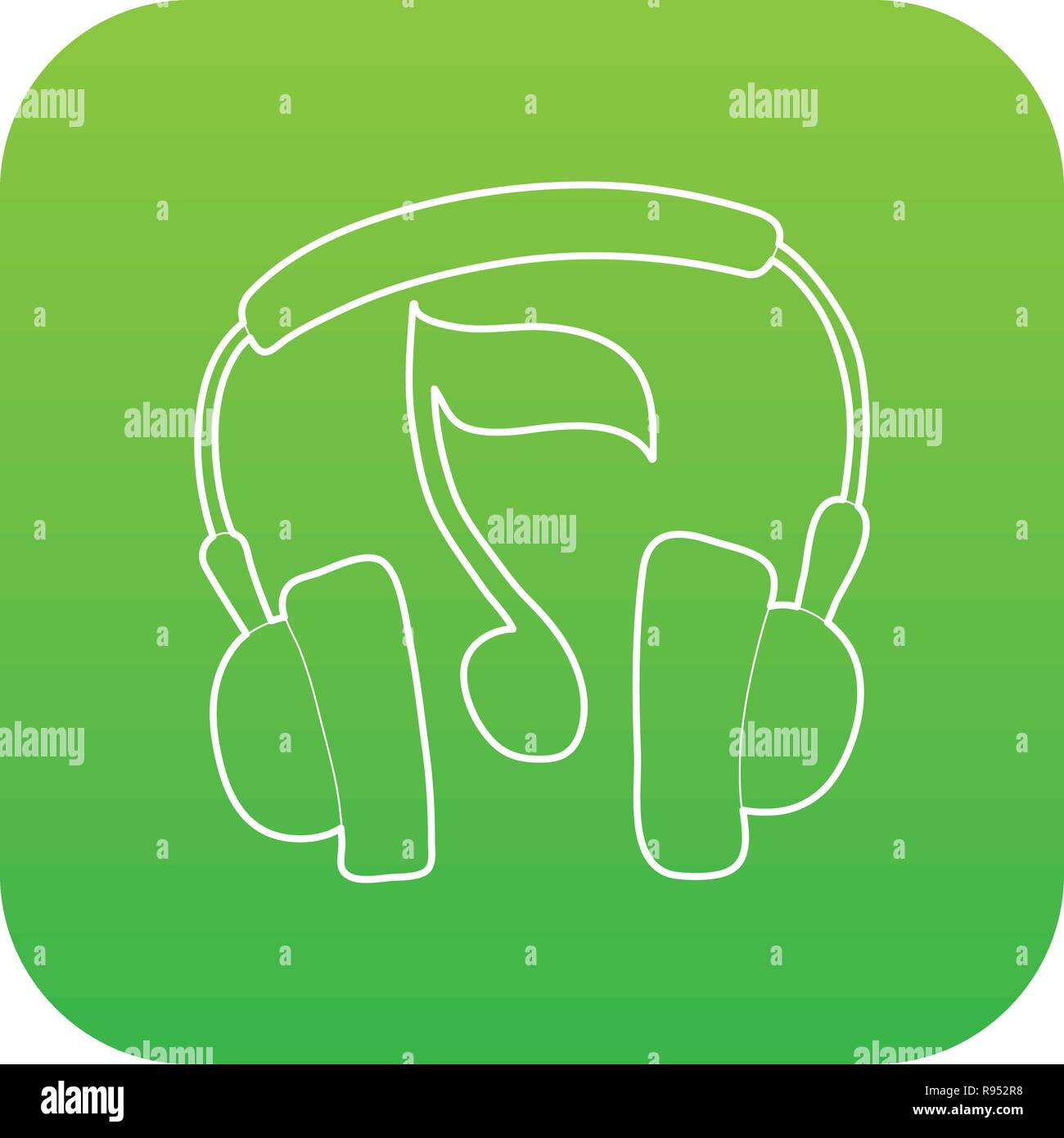 Earphones icon green vector isolated on white background Stock Vector