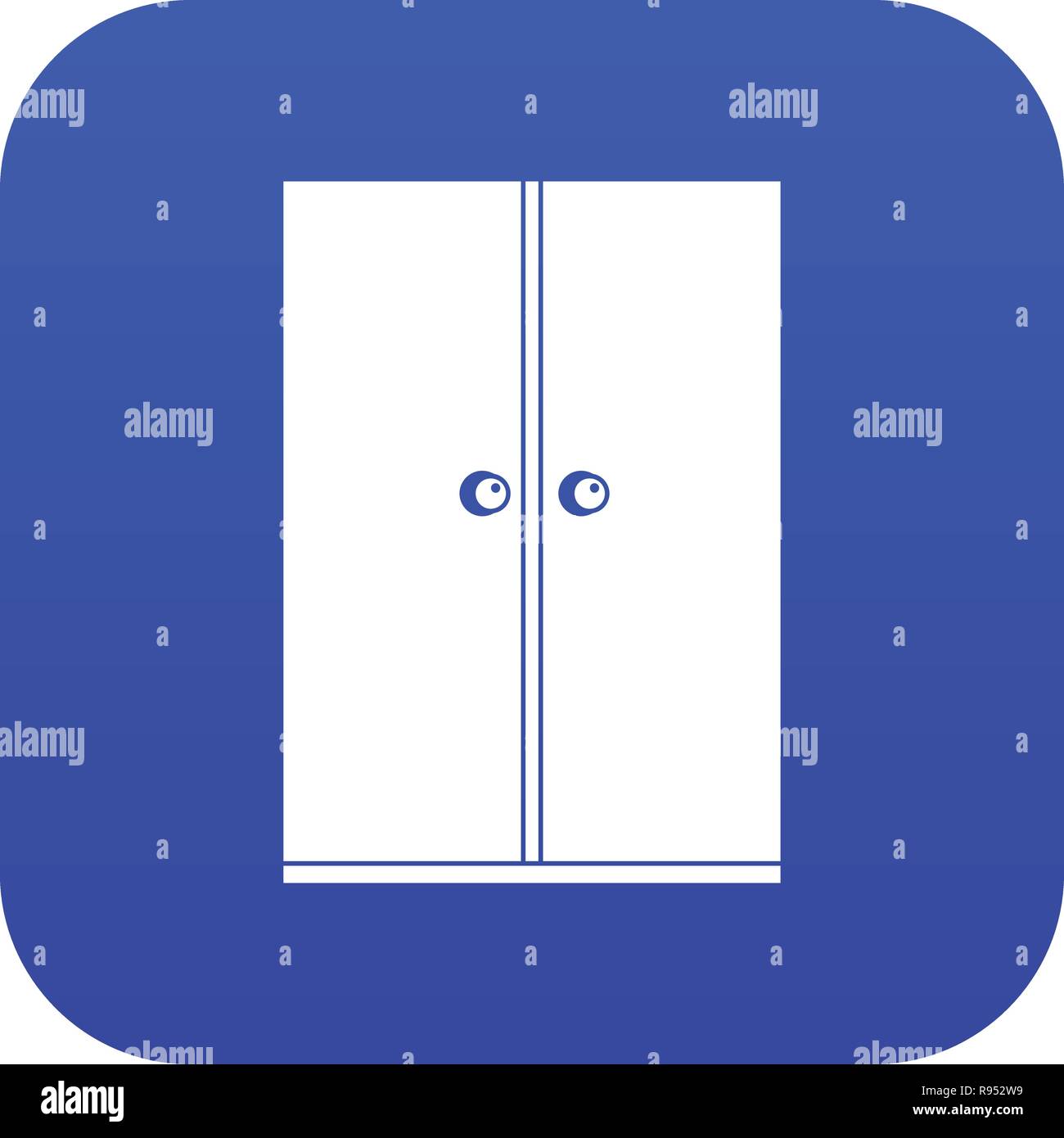 Wooden wardrobe icon digital blue for any design isolated on white ...