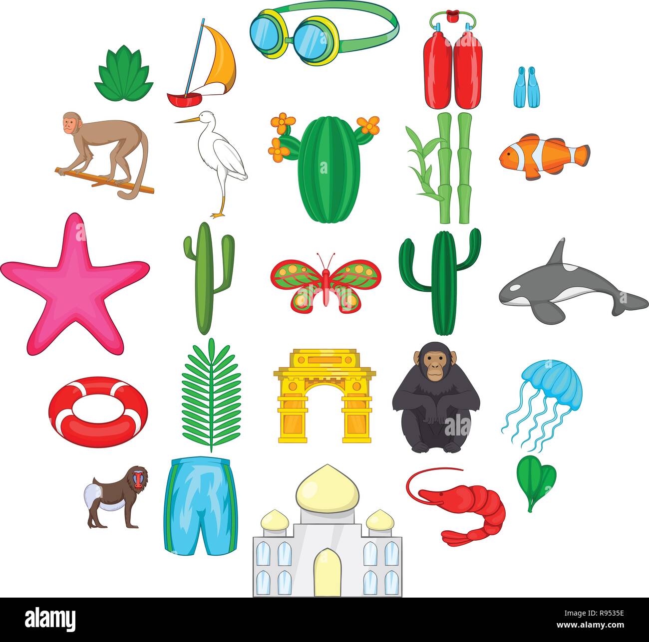 Dry season icons set. Cartoon set of 25 dry season vector icons for web ...