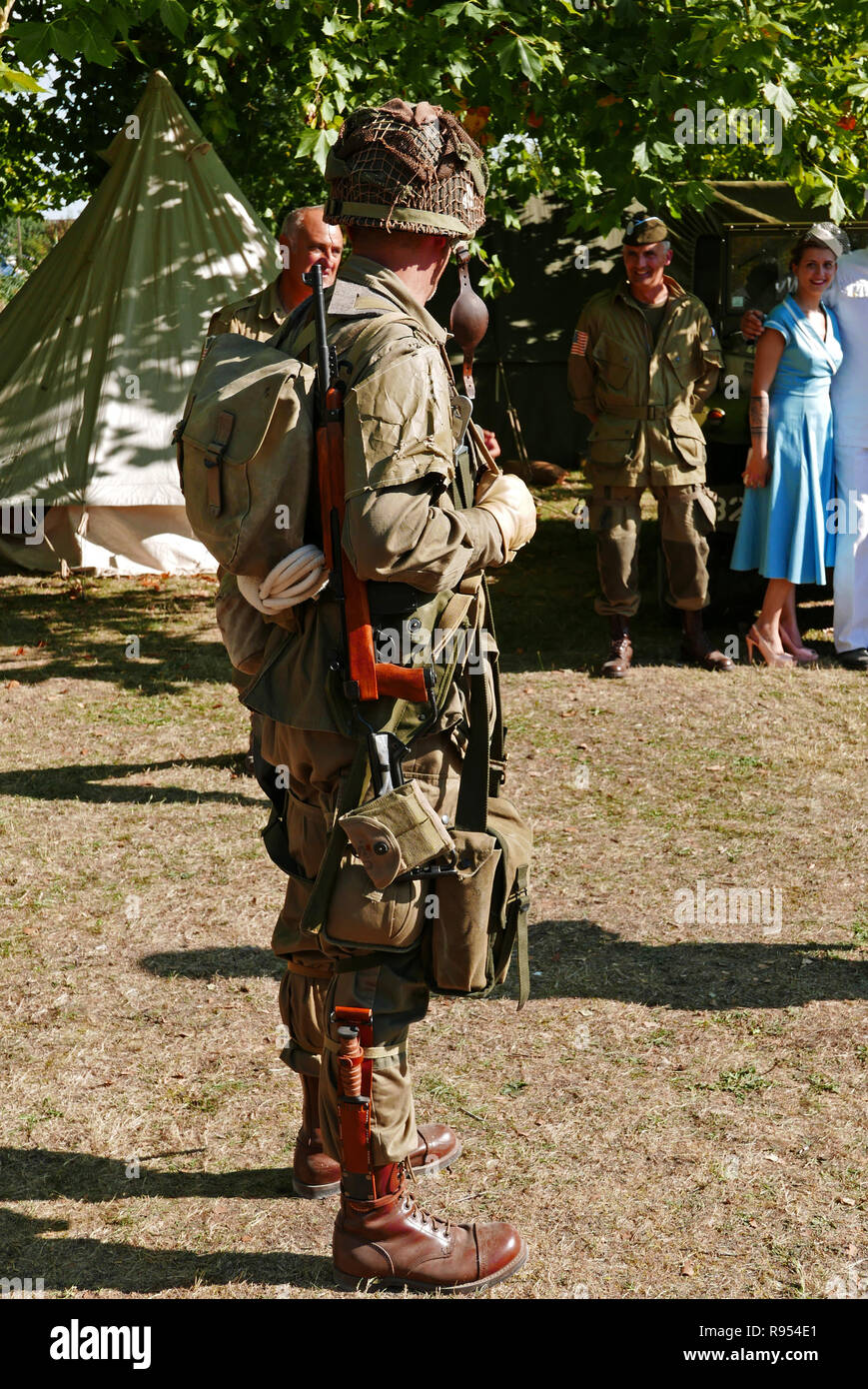 American paratrooper, American Festival in Luynes, Indre-et-Loire,Touraine, Centre-Val-de-Loire, France; Europe Stock Photo