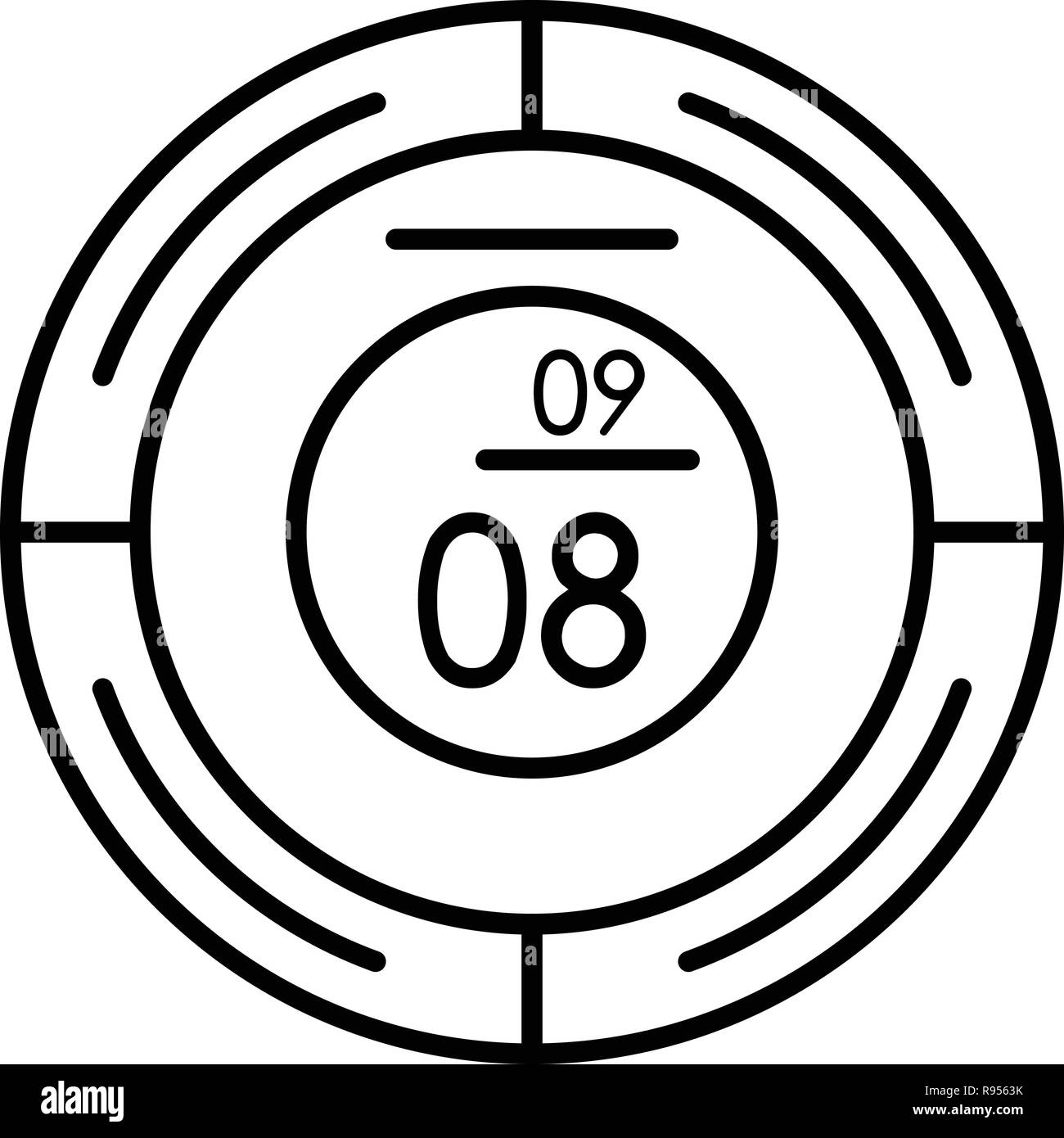 Round modern clock icon, outline style Stock Vector