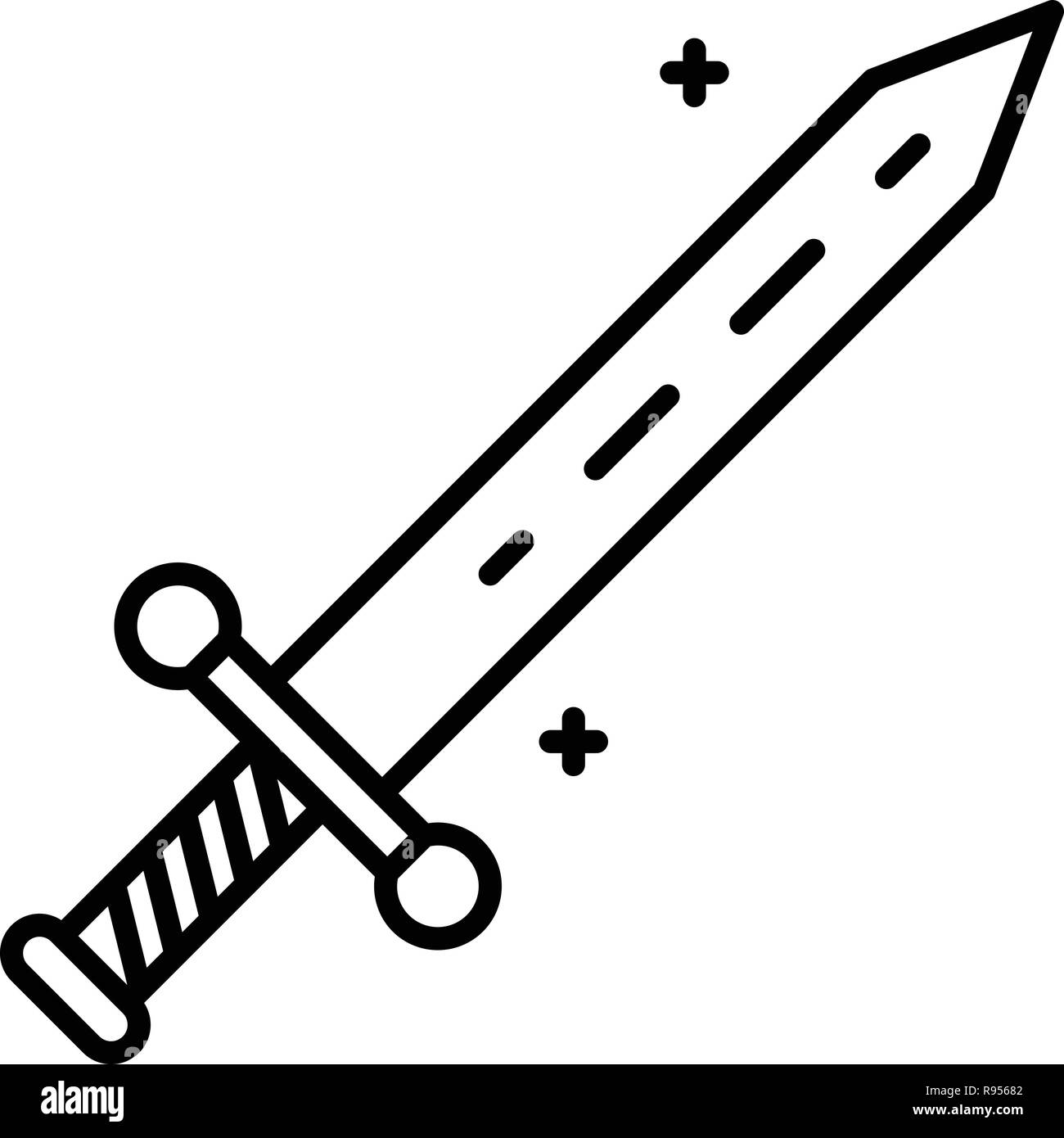 Anvil sword icon, outline style Stock Vector