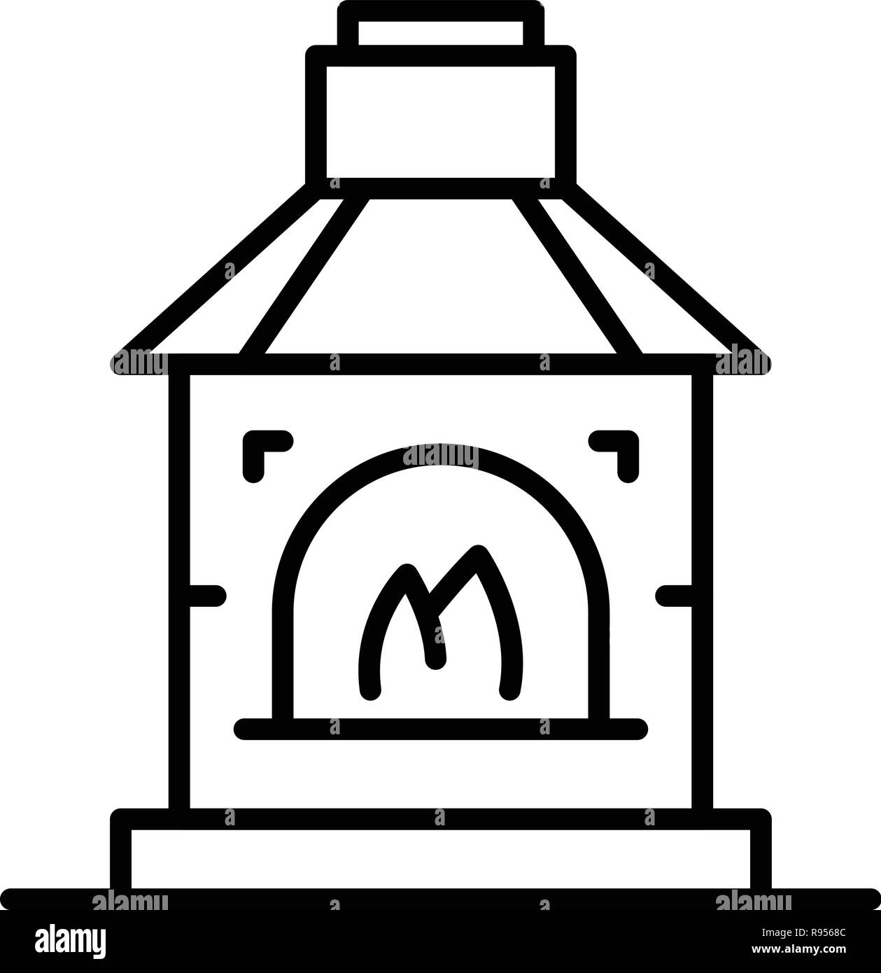 Blacksmith fireplace icon, outline style Stock Vector