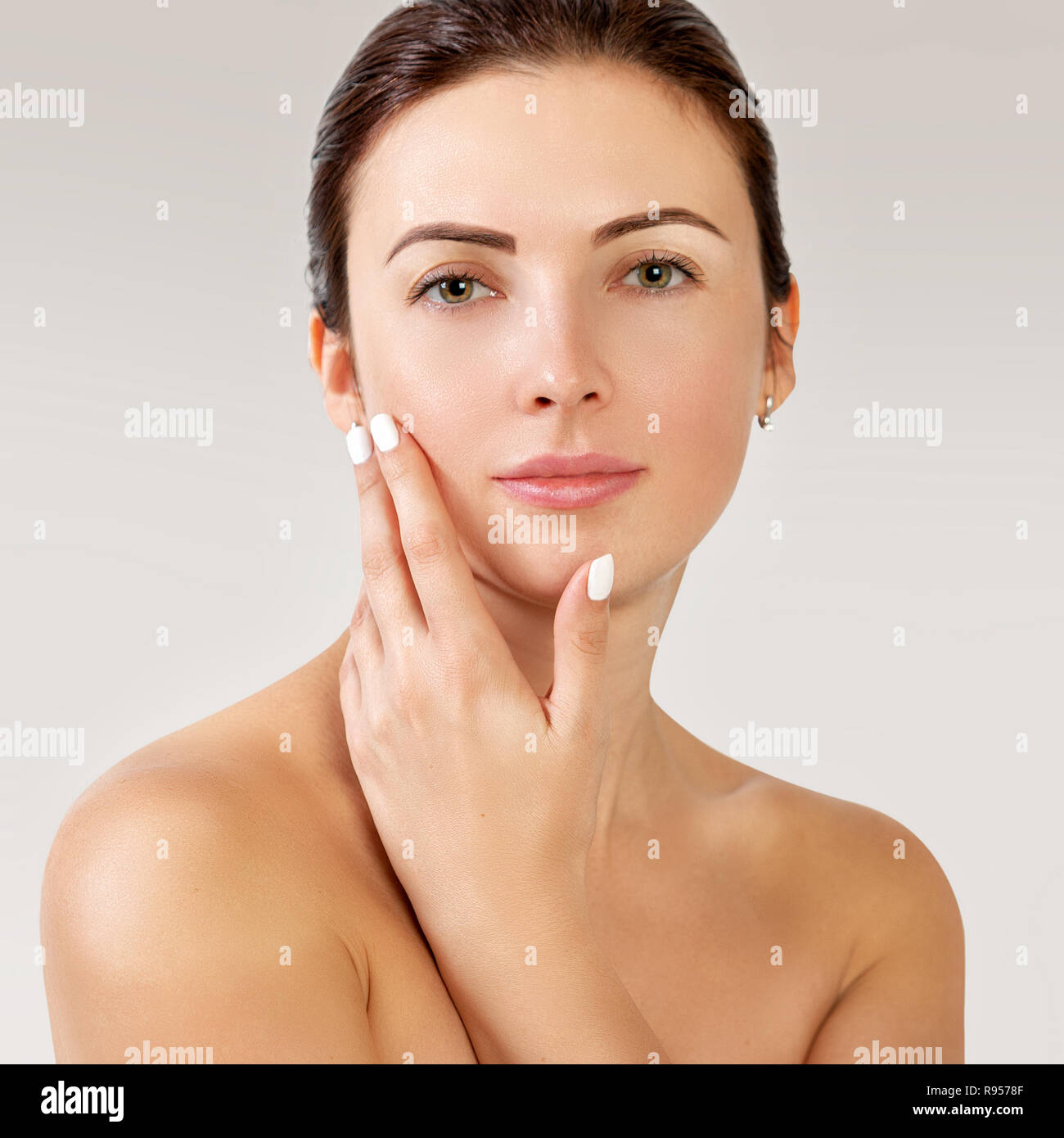 Portrait of a beautiful young woman. Facial care Stock Photo