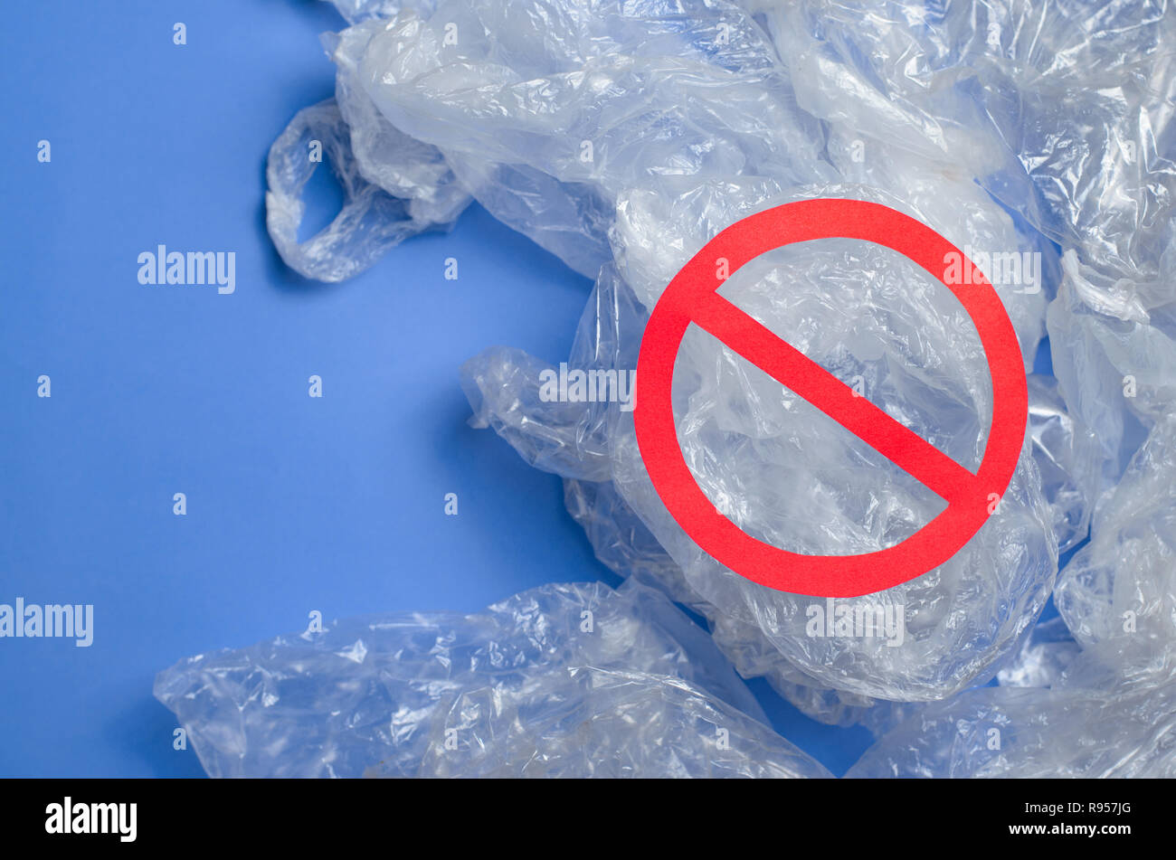 Say No to Plastic Bags, Recycle and Used Plastic Problem Concept Stock Photo