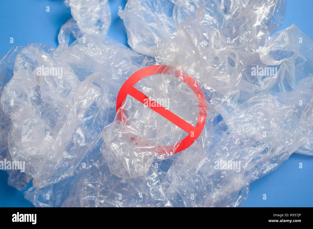 Say No to Plastic Bags, Recycle and Used Plastic Problem Concept Stock Photo