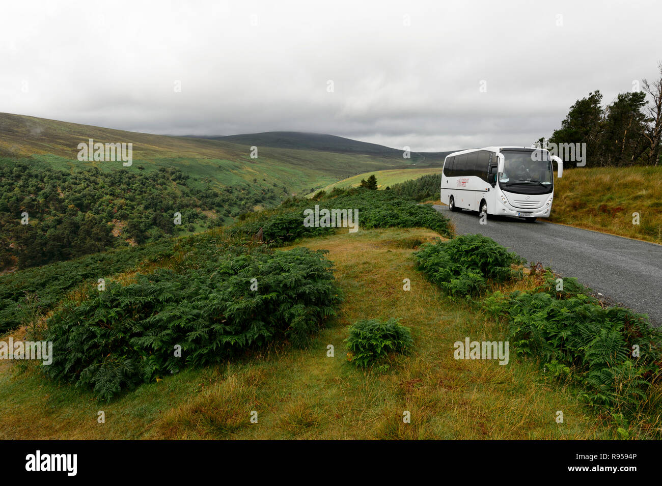 Touring car in Wicklow Mountains National Park, Ireland Stock Photo
