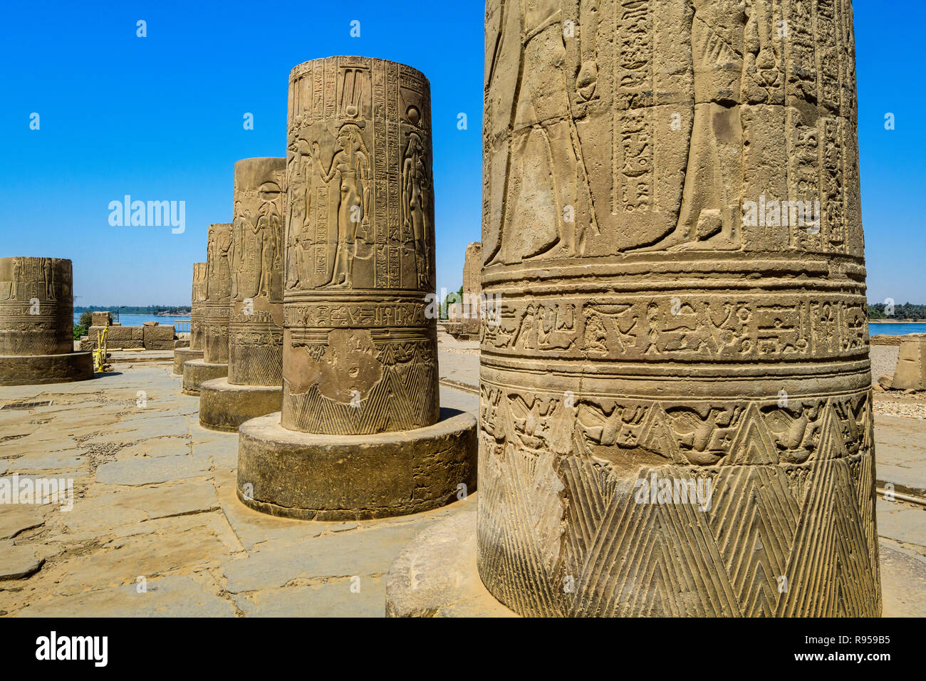 Kom Ombo, temple column details Stock Photo