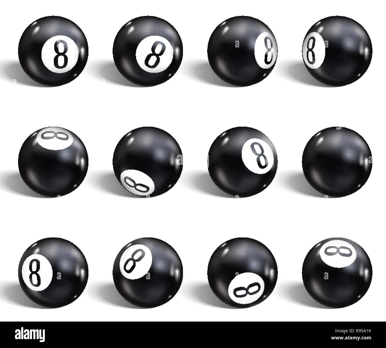 Eight Ball. Set Of Realistic 8 Ball. Isolated On A White Background. Vector  Illustration Billiards. Royalty Free SVG, Cliparts, Vectors, and Stock  Illustration. Image 113692895.