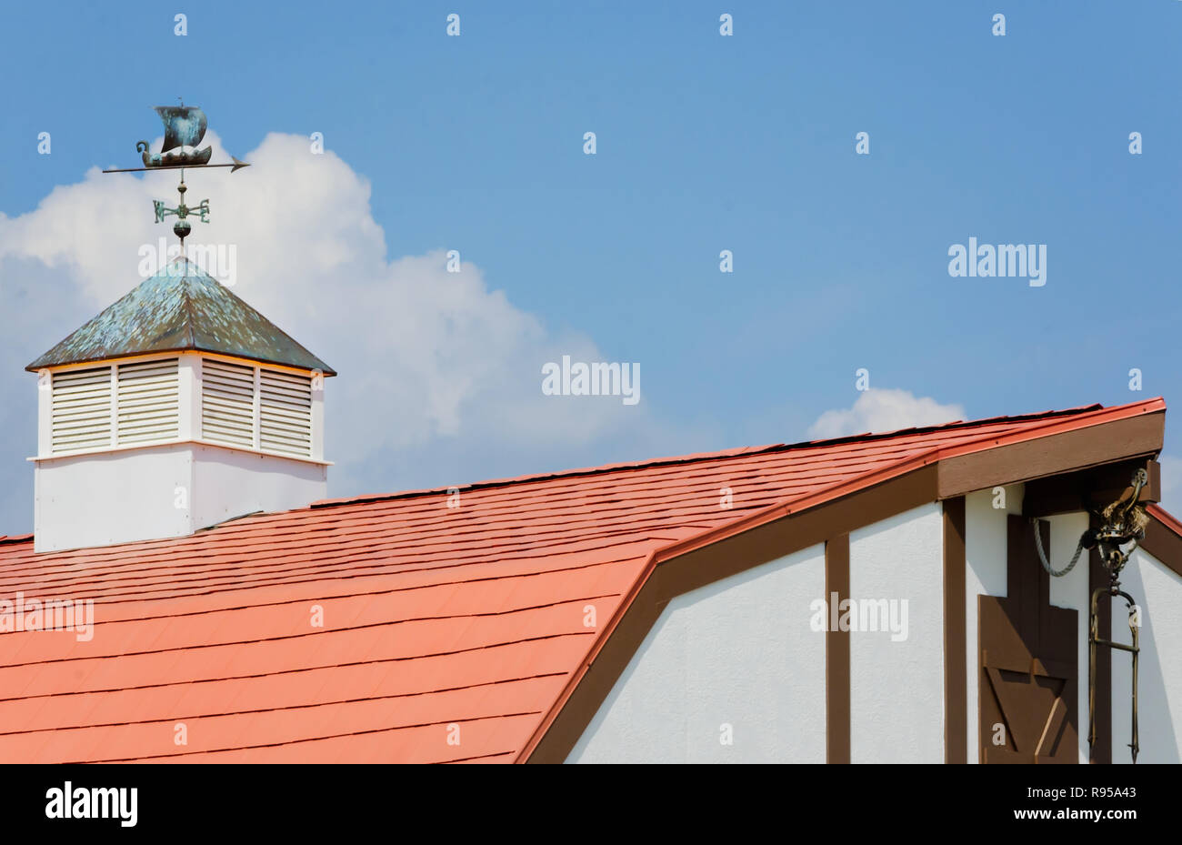 A weather vane sits atop the Danish Heritage Museum, Sept. 3, 2017, in Danevang, Texas. Stock Photo