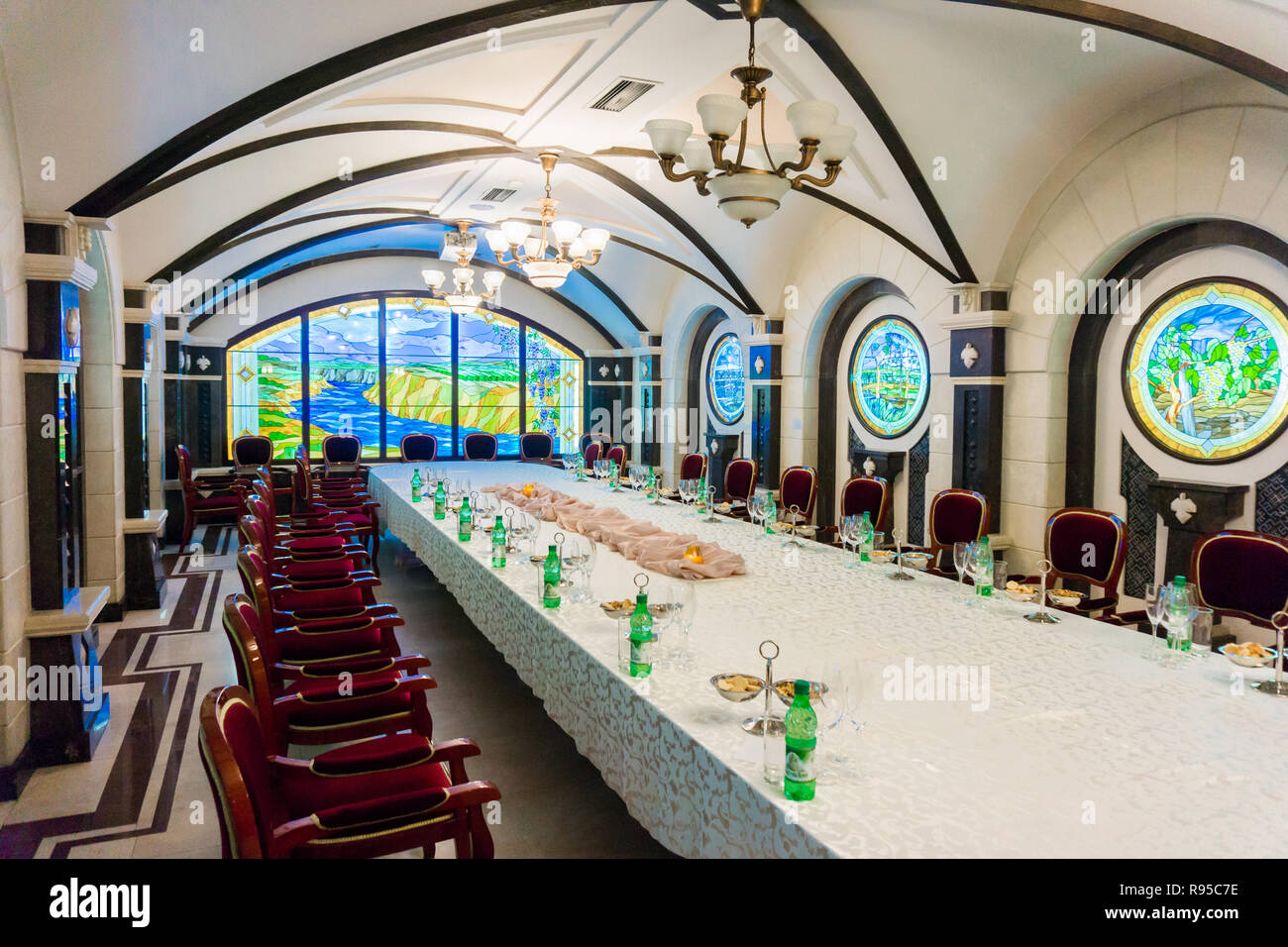 CRICOVA, MOLDOVA JANUARY 01, 2015 Underground wine sampling hall