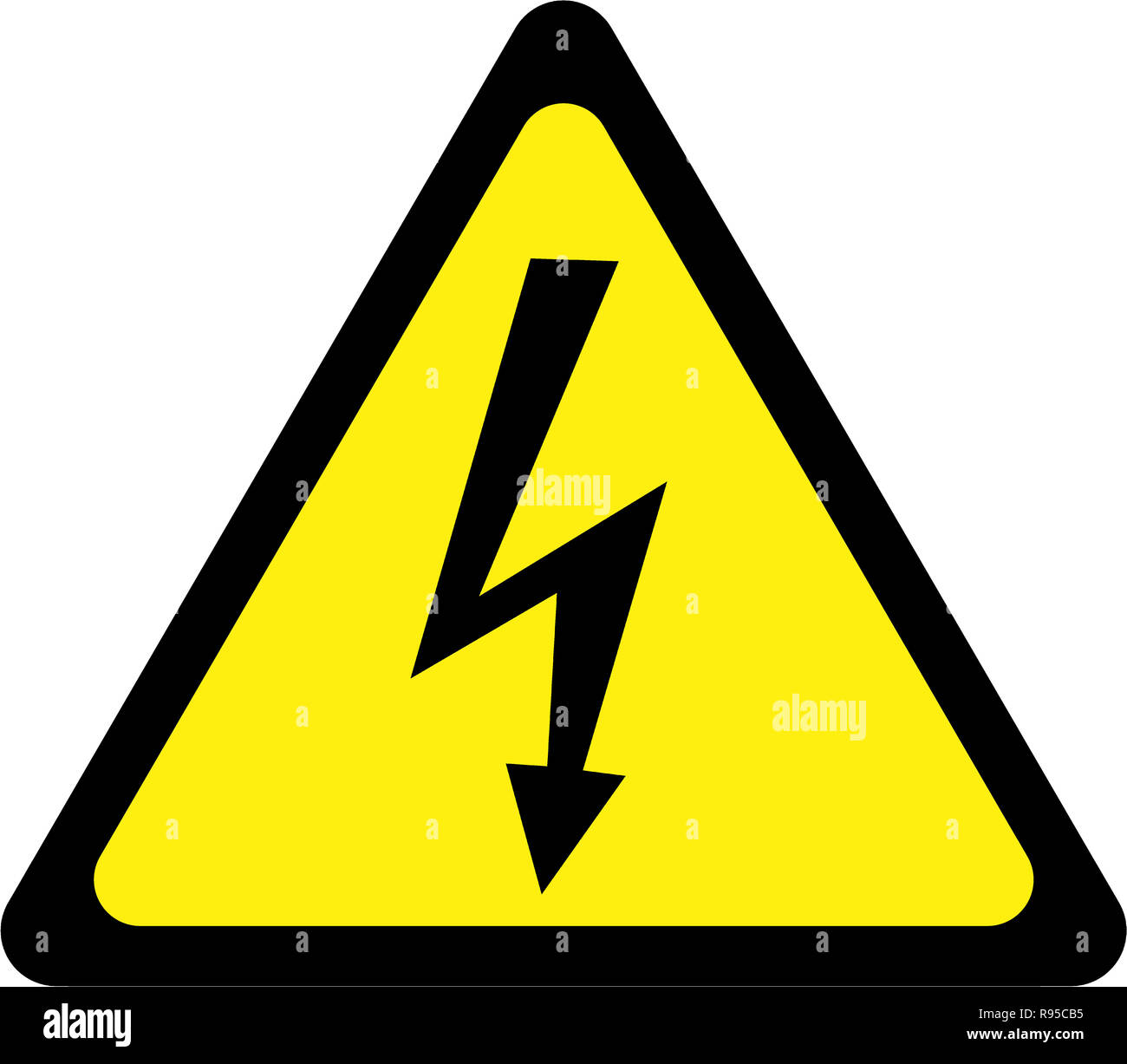 Warning sign with shock symbol Stock Photo