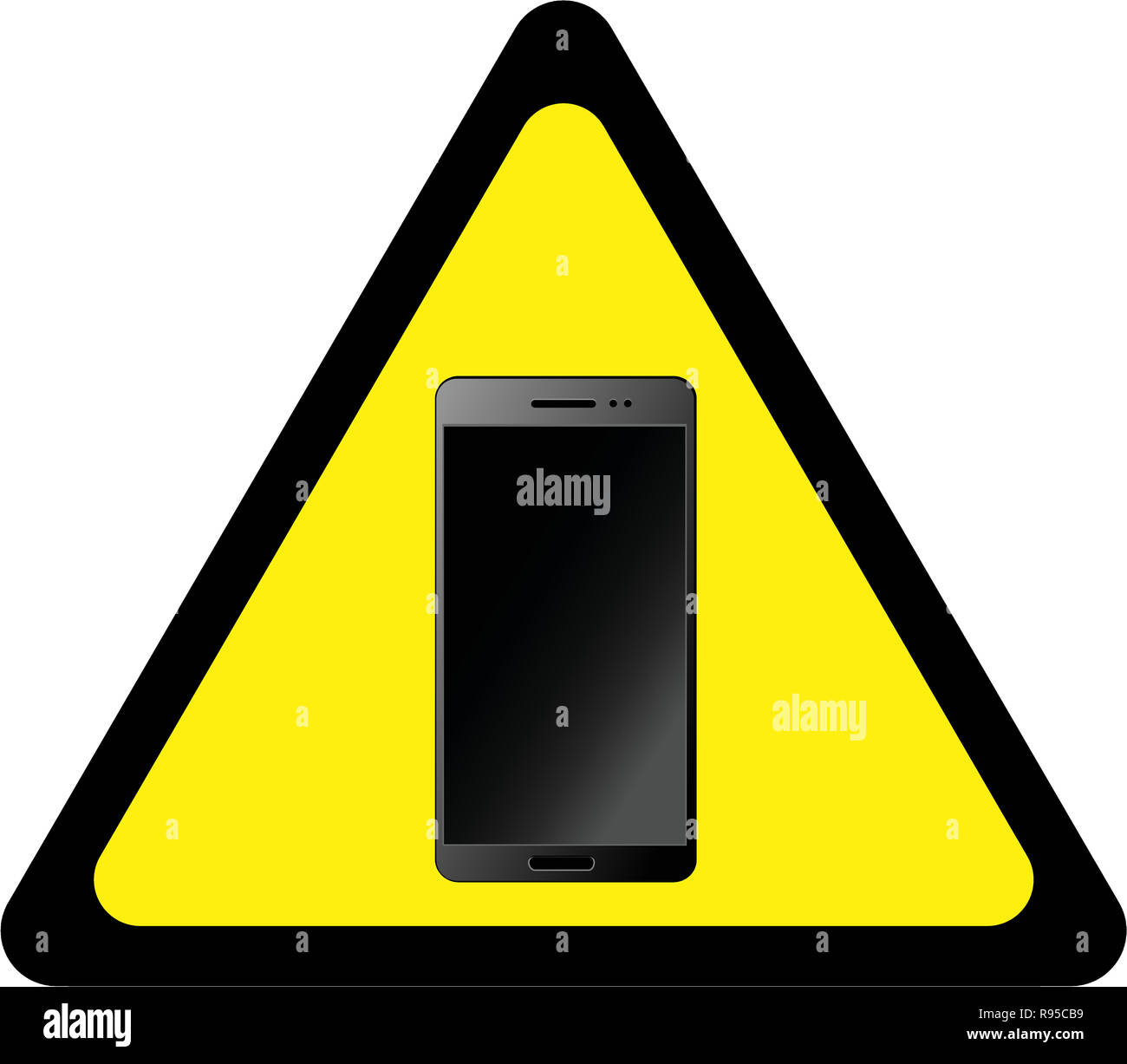 Warning sign with smartphones symbol Stock Photo Alamy