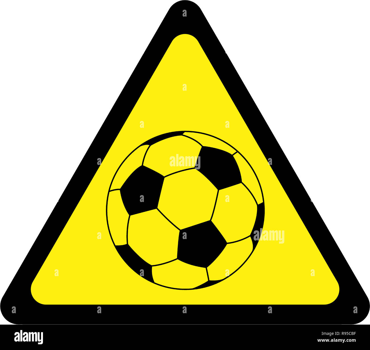 Warning sign with soccer ball symbol Stock Photo Alamy