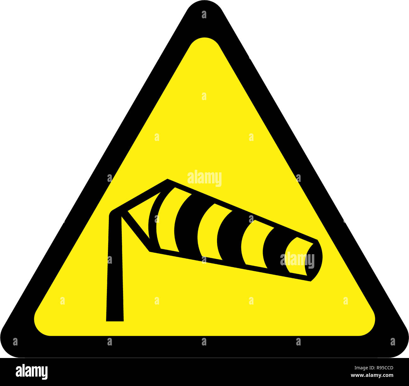 Warning sign with crosswinds symbol Stock Photo