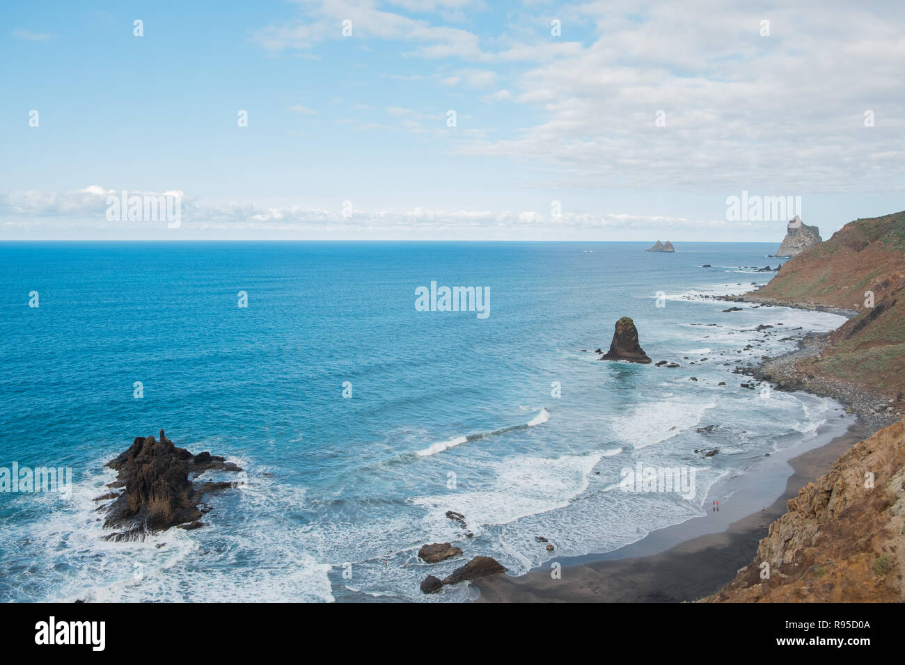 beach and ocean aerial , coastline view of Tenerife from high angle - Stock Photo