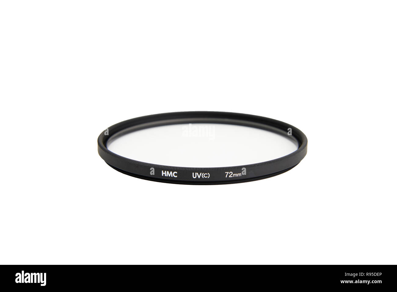 close up of ultraviolet protect Lens filter, isolated on white Stock Photo
