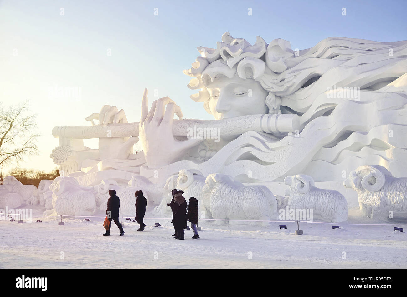 Giant snow sculpture in Sun Island Scenic Area Stock Photo