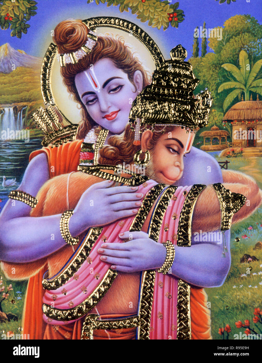painting of shri ram and hanuman, india Stock Photo - Alamy
