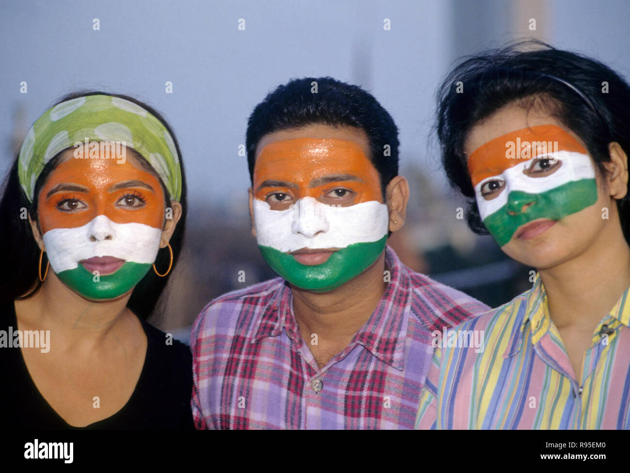 Face Painting Tri colors colours Stock Photo