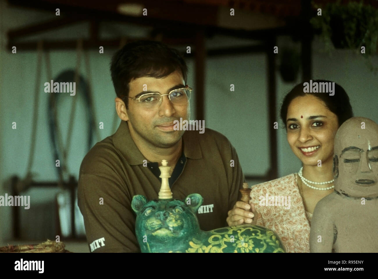 Viswanathan Anand , Indian chess Grandmaster and wife Aruna , world chess champion , India , Asia Stock Photo