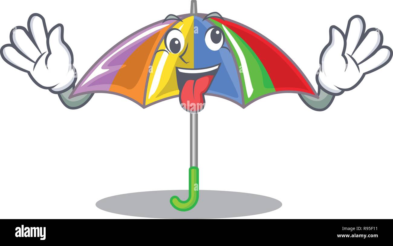 Crazy playing rain with umbrella rainbow cartoon Stock Vector Image ...