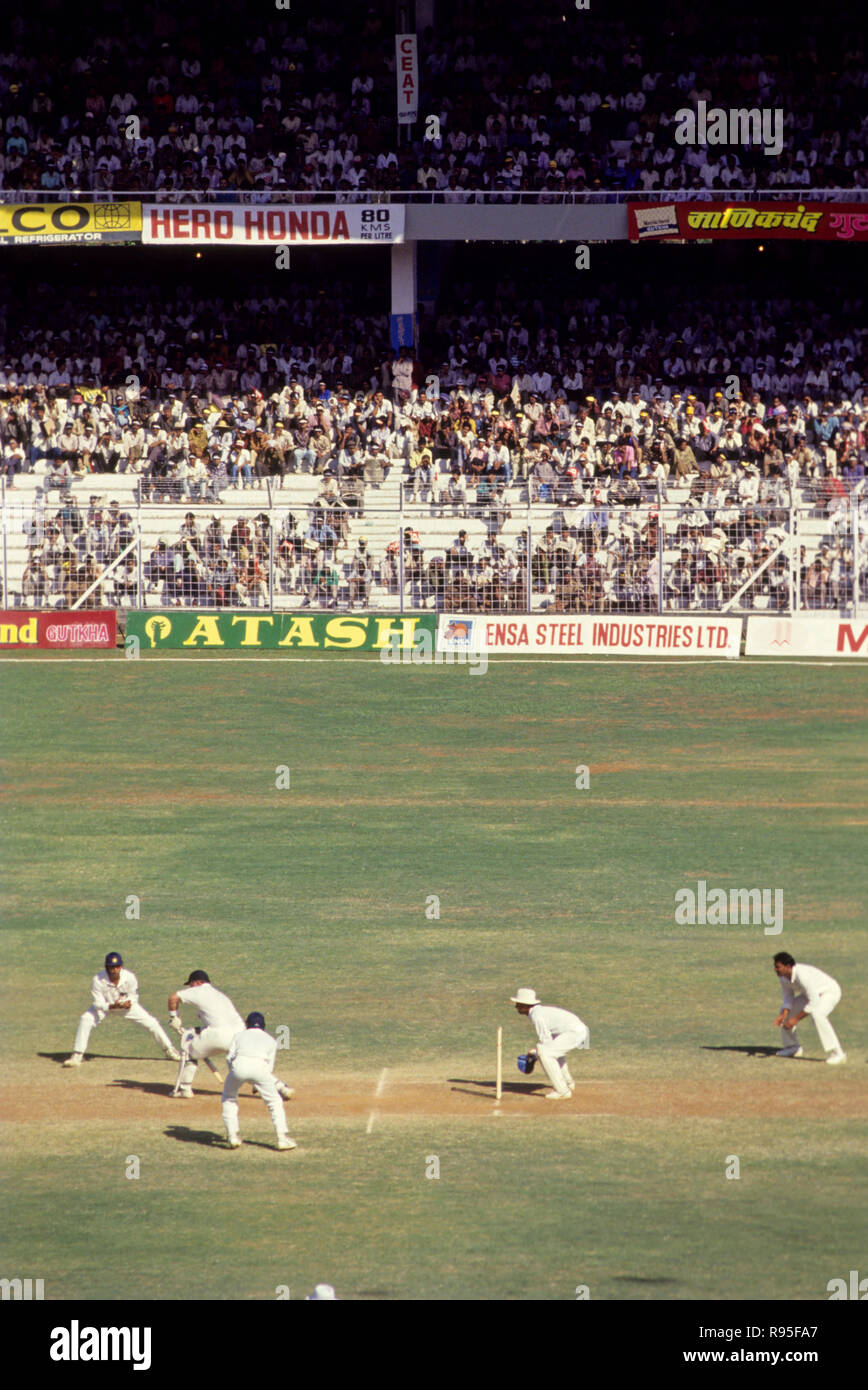 Cricket, Wankhede Stadium, Bombay, Mumbai, Maharashtra, India Stock Photo