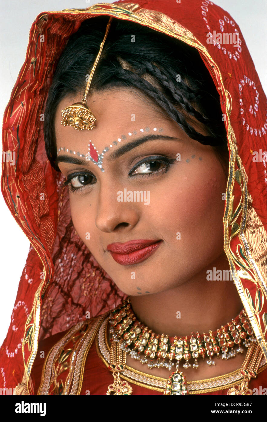Rajasthani Bride in wedding dress, India - MR# Stock Photo - Alamy