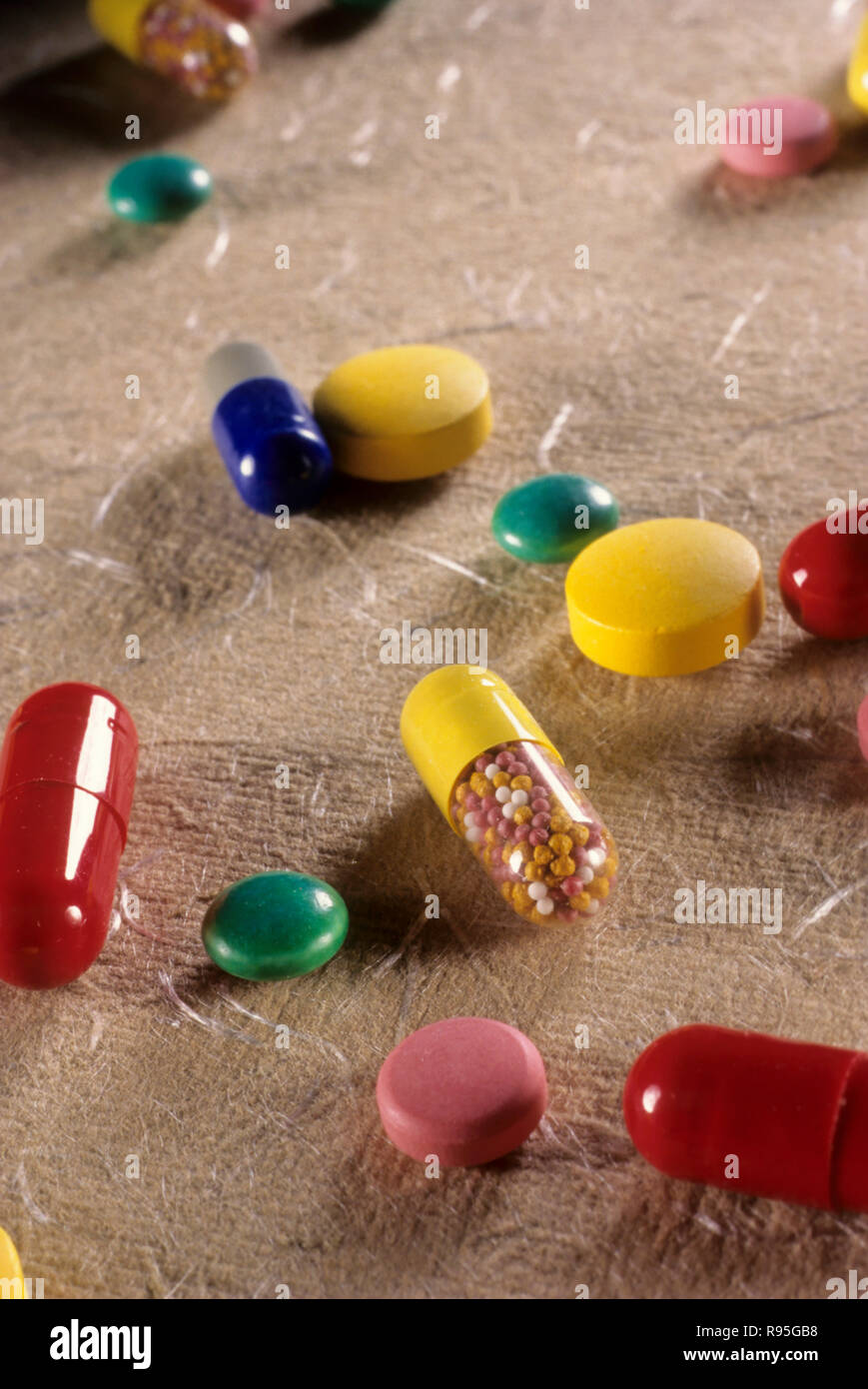 Capsules and tablets Stock Photo