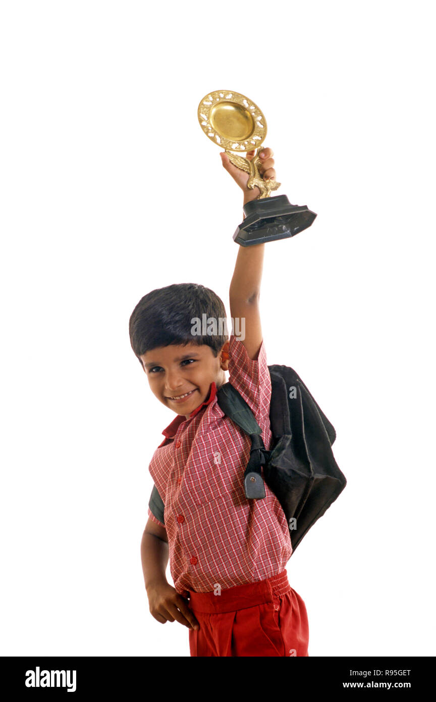 Boy showing trophy - MR#560 Stock Photo