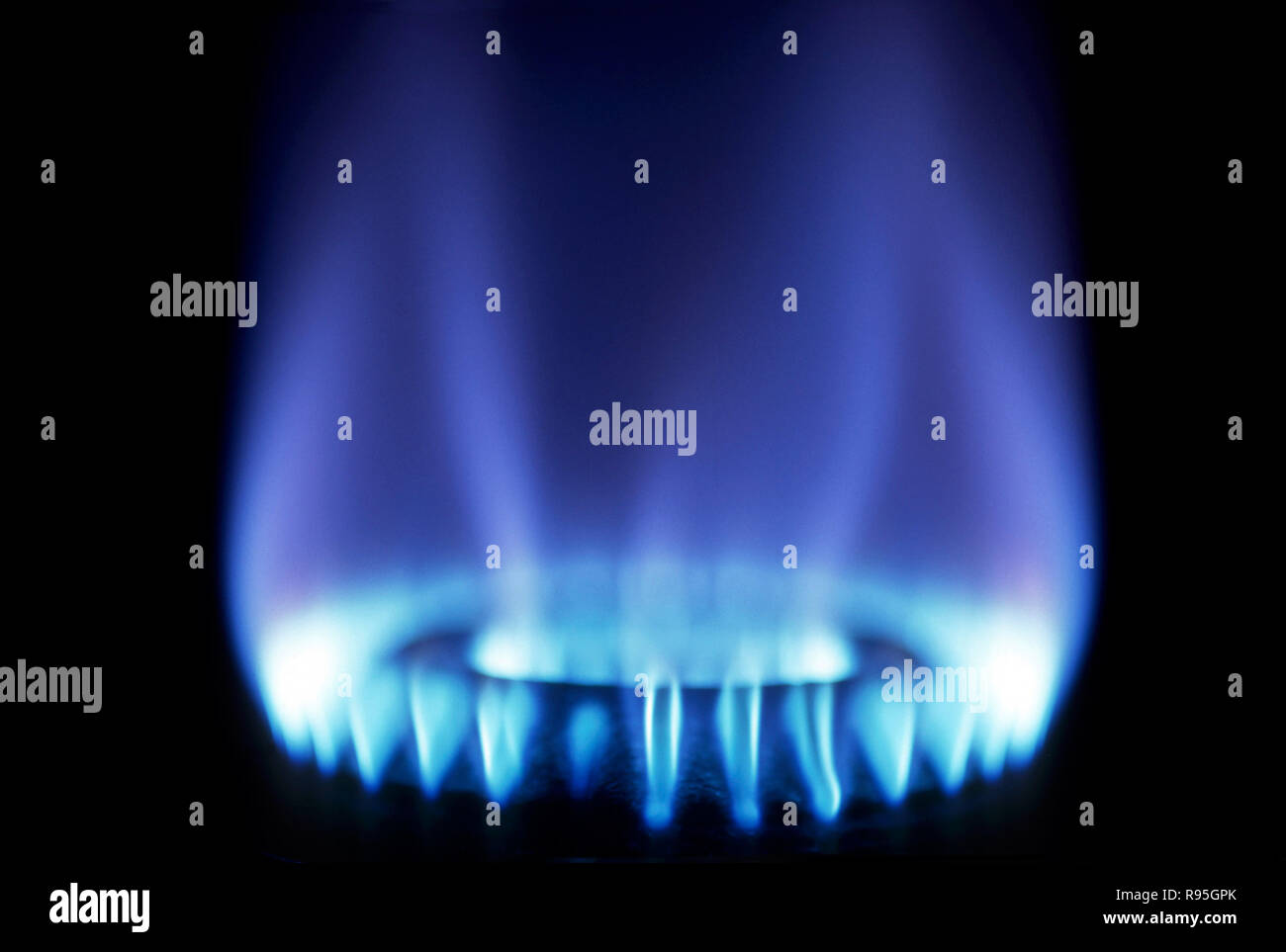 Gas burner and flame Stock Photo Alamy