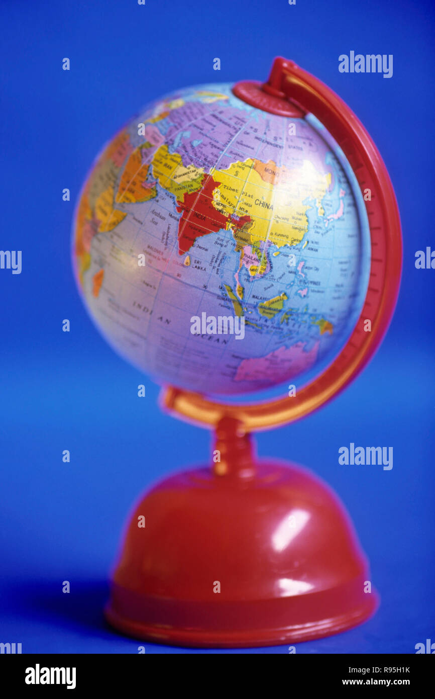 Globe showing India in red color Stock Photo