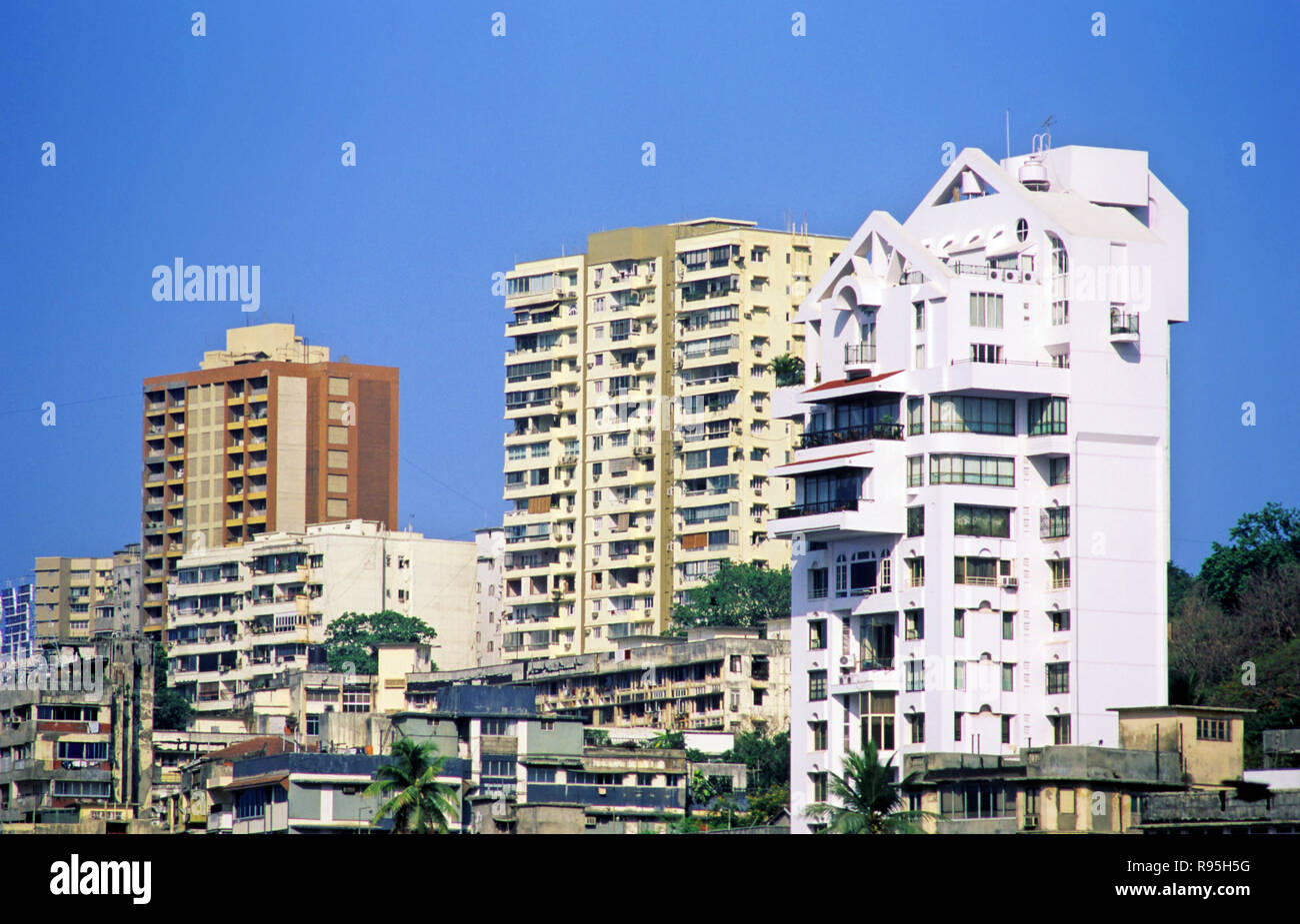 Modern buildings, Walkeshwar, Malabar Hill, Bombay, Mumbai, Maharashtra, India Stock Photo