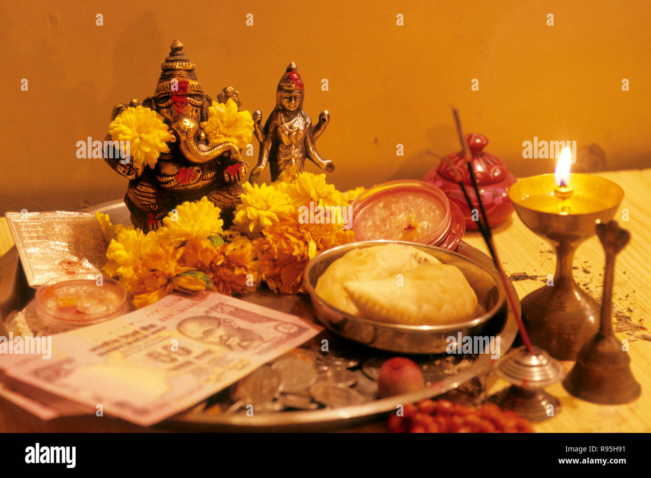 Lakshmi Puja On Diwali Festival Of Lights India Stock Photo