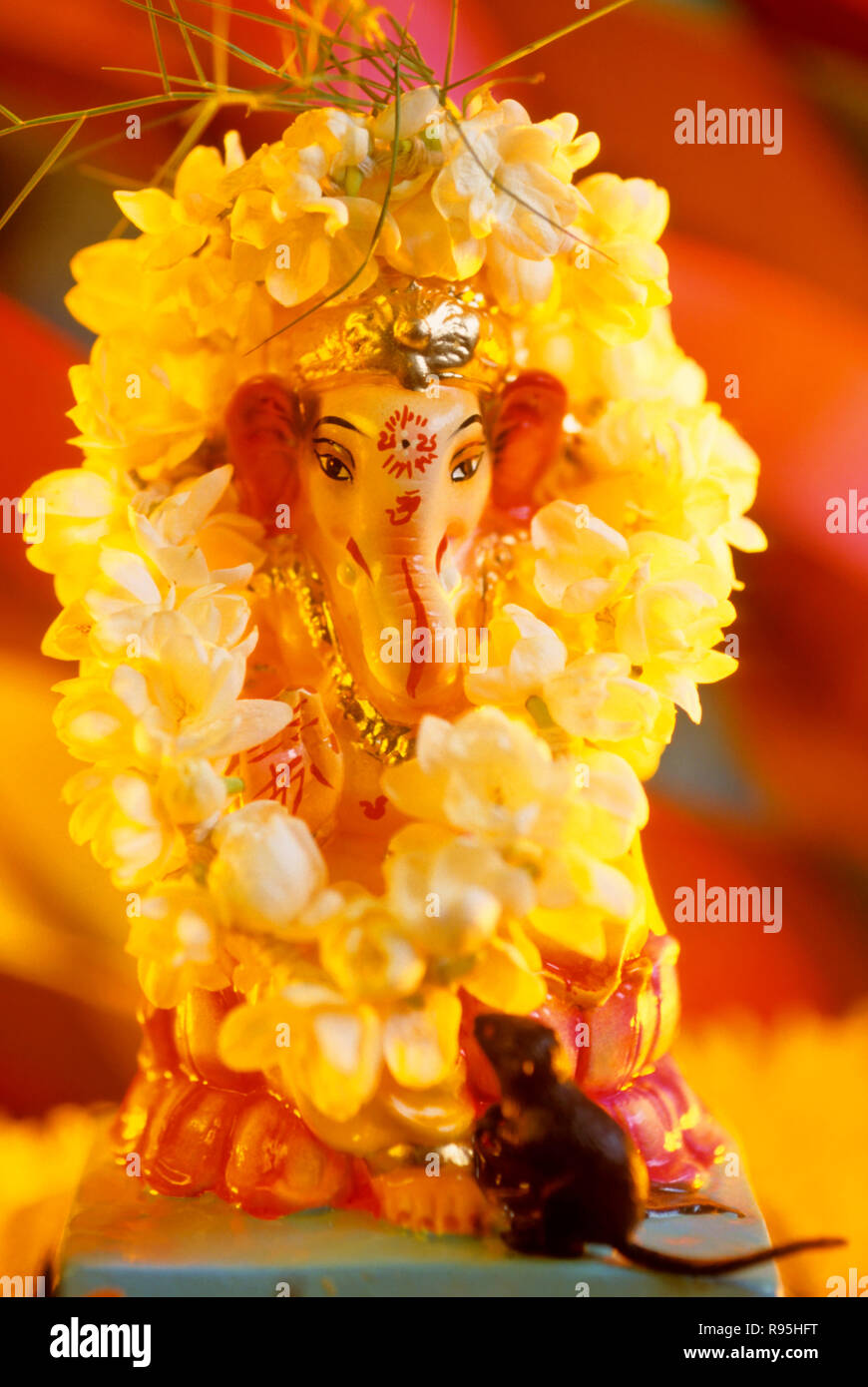 Ganesh ganpati Chaturthi Festival Elephant head Lord Idol procession Stock Photo
