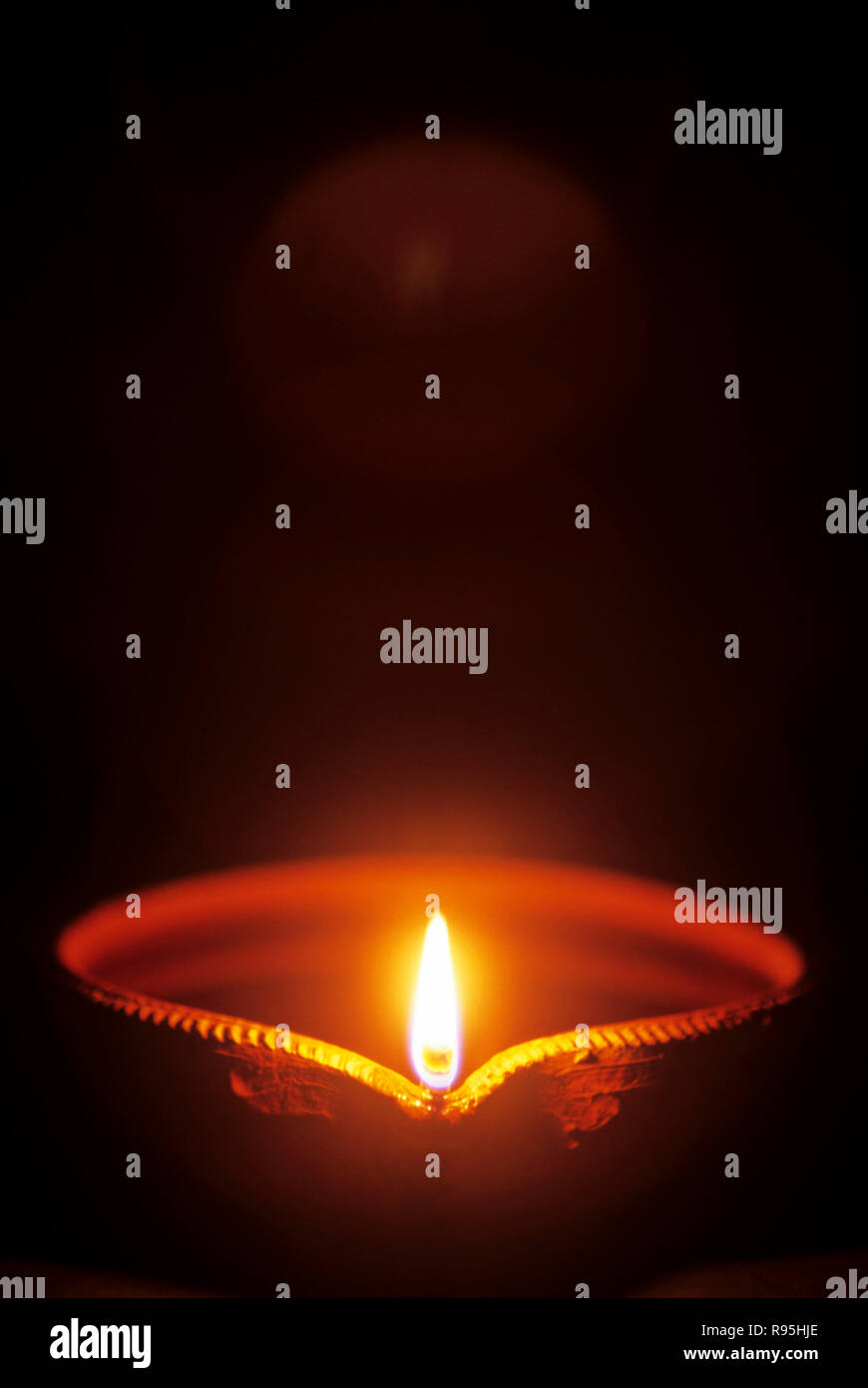 Diwali Festival of lights burning oil lamp India Stock Photo